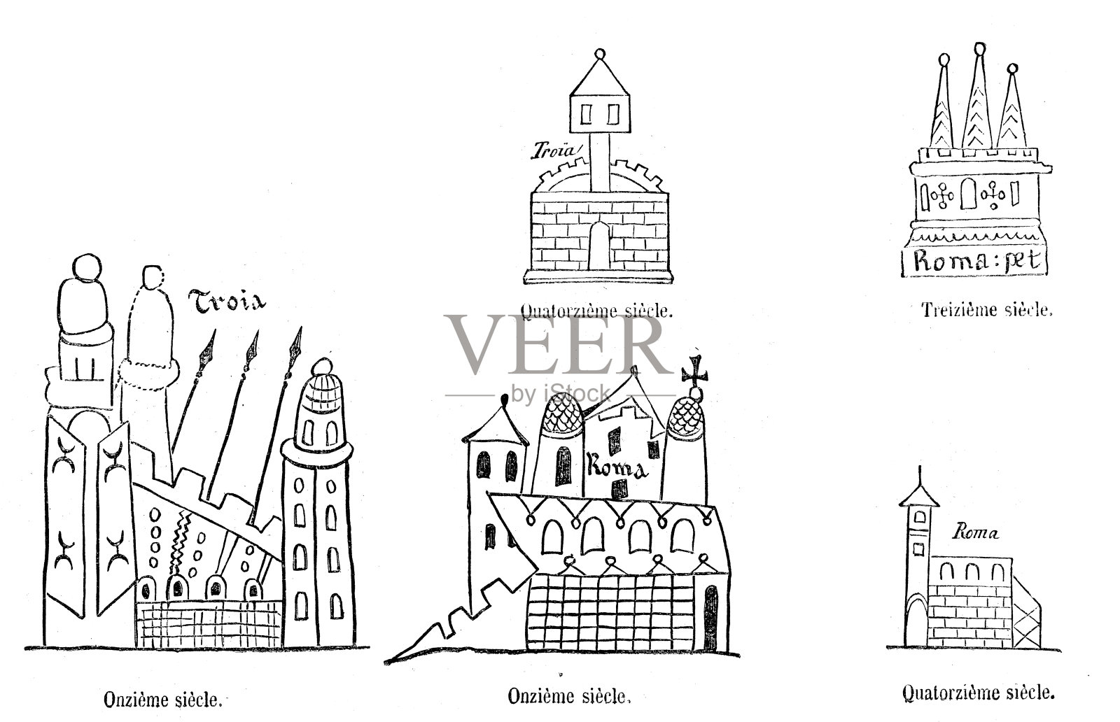 古代城市象征图插画图片素材