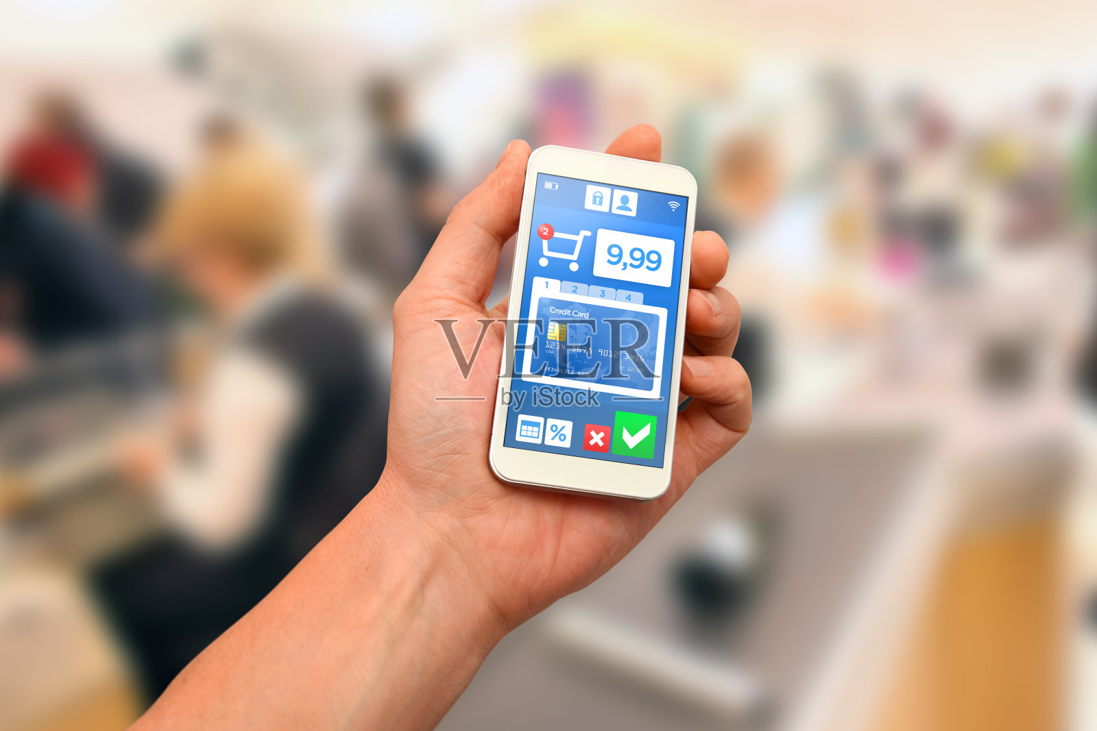 使用智能手机钱包的非接触式移动支付照片摄影图片