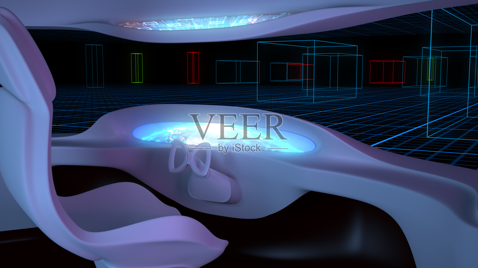 自动驾驶汽车内饰概念照片摄影图片