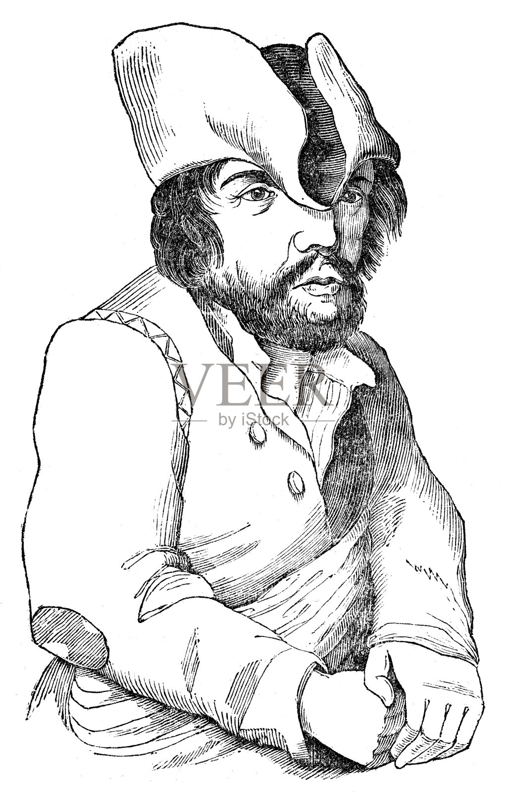 白痴古董插画插画图片素材