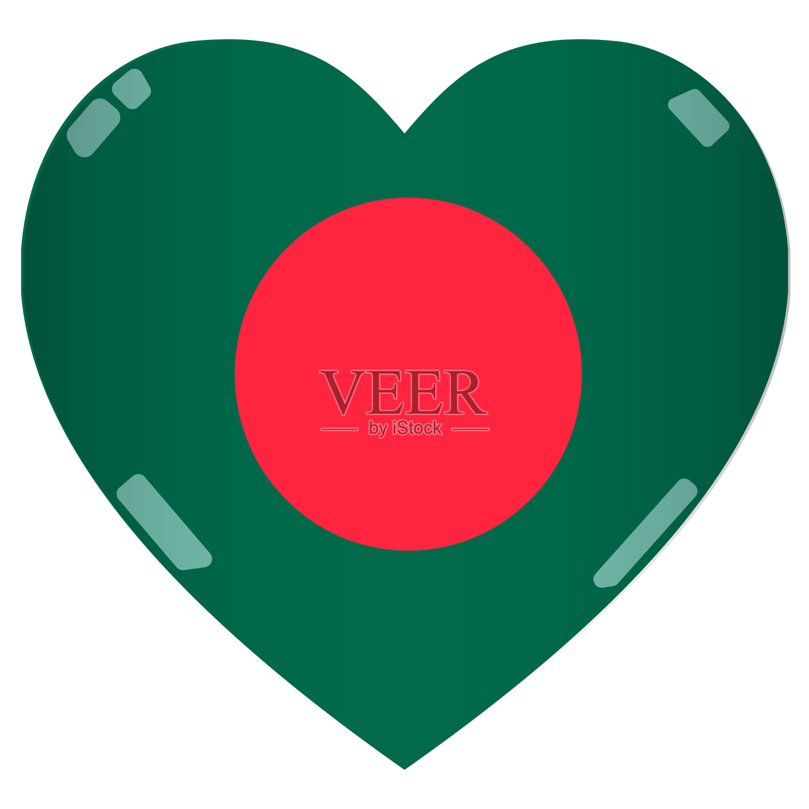 闪亮的2D孟加拉国国旗心脏照片摄影图片