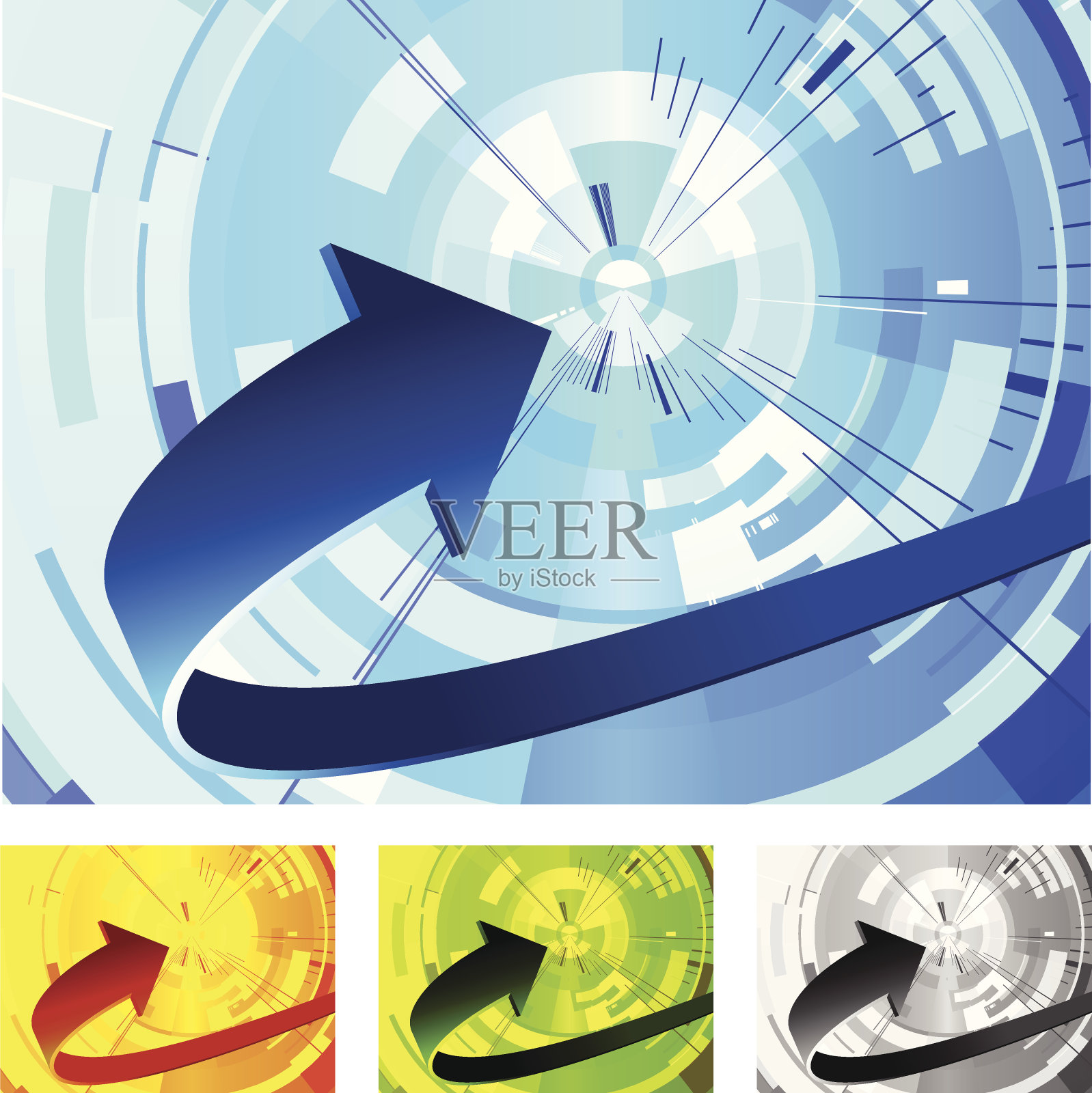 抽象图形的不同颜色的曲线箭头插画图片素材