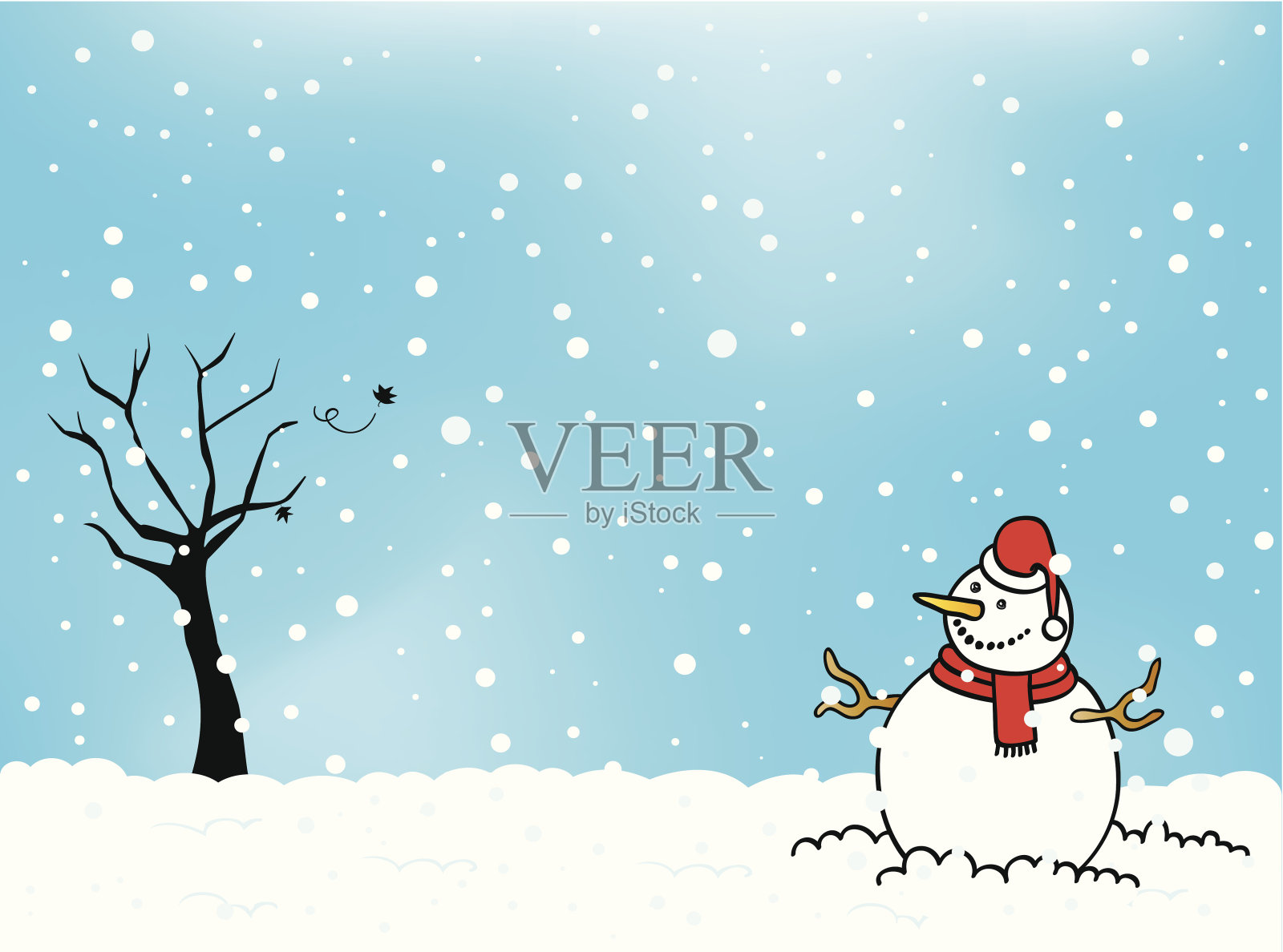 雪人和冬季设计元素图片