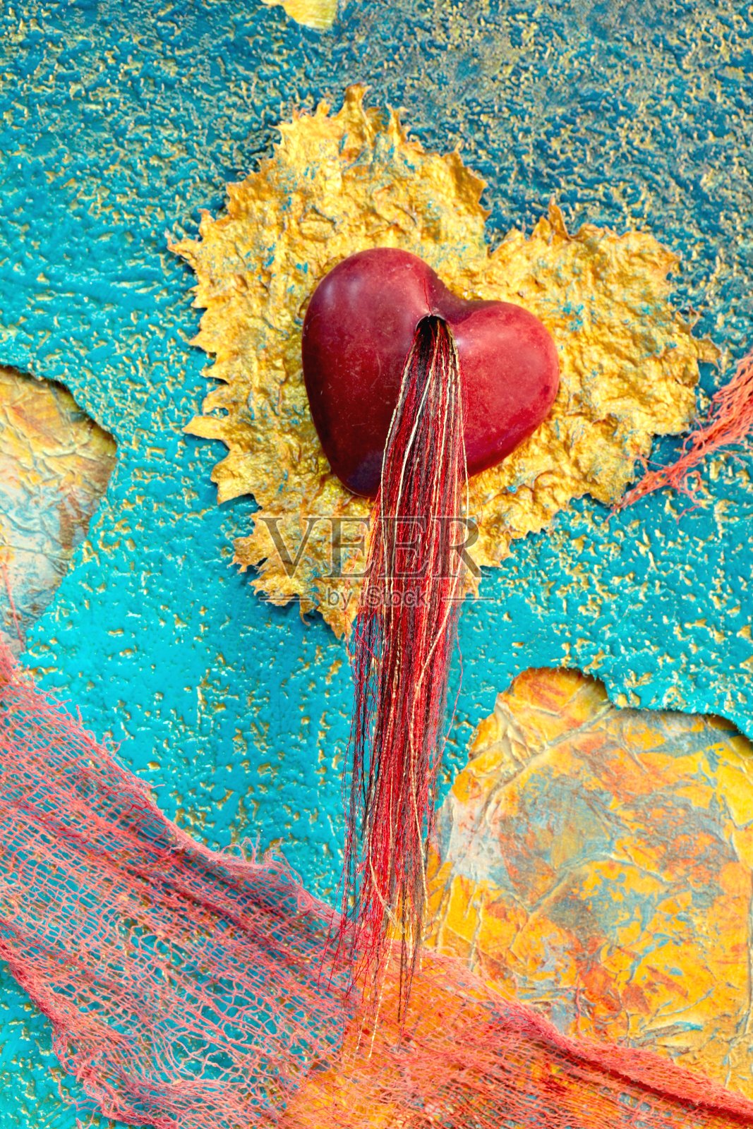 用心的混合媒介艺术插画图片素材