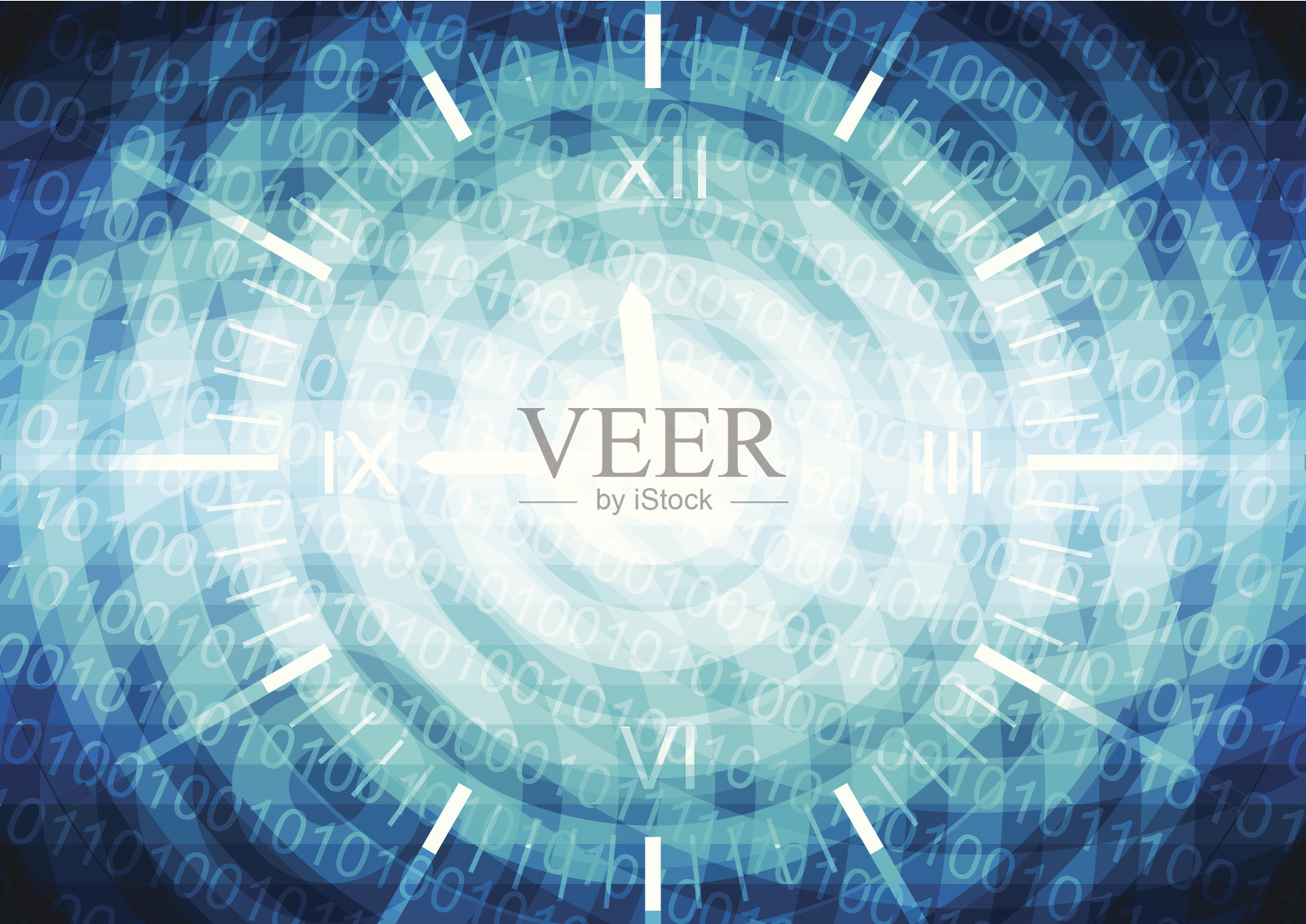 蓝色钟插画图片素材