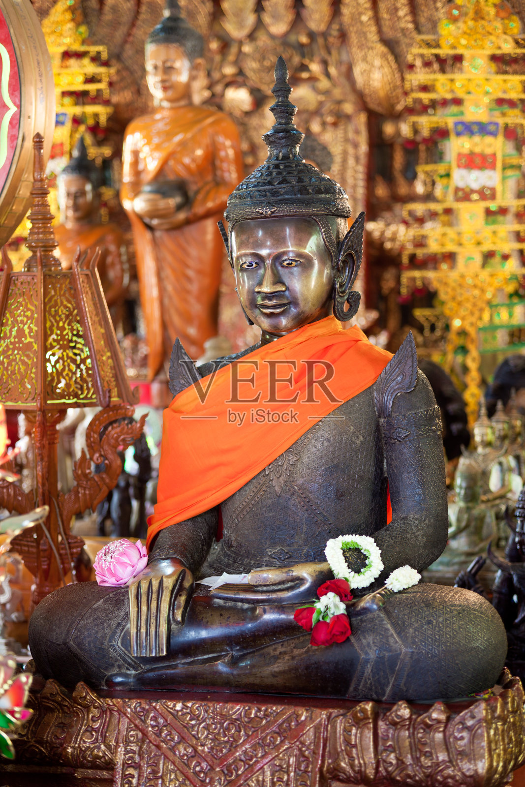 柬埔寨金边寺的雕像照片摄影图片