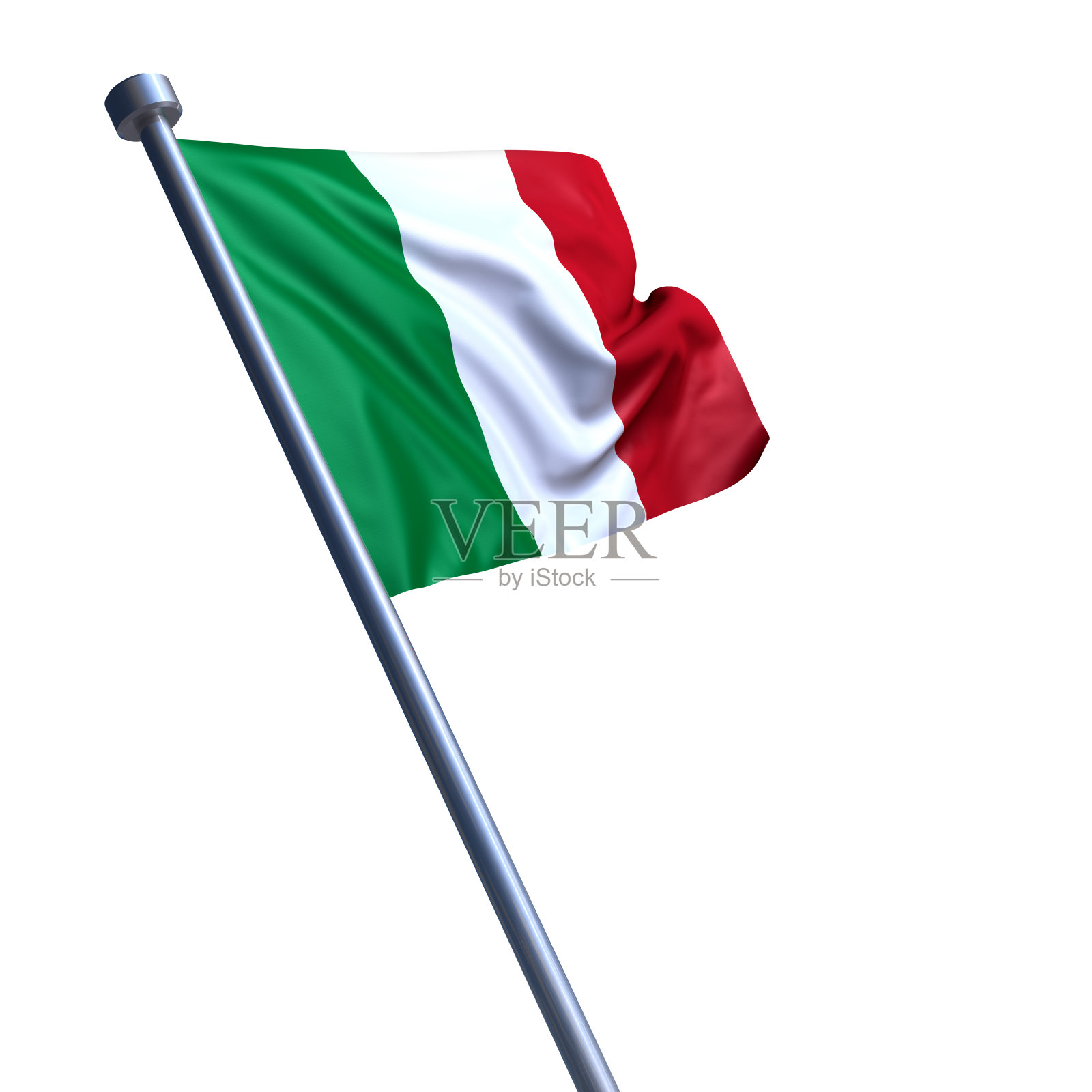 意大利国旗孤立在白色照片摄影图片