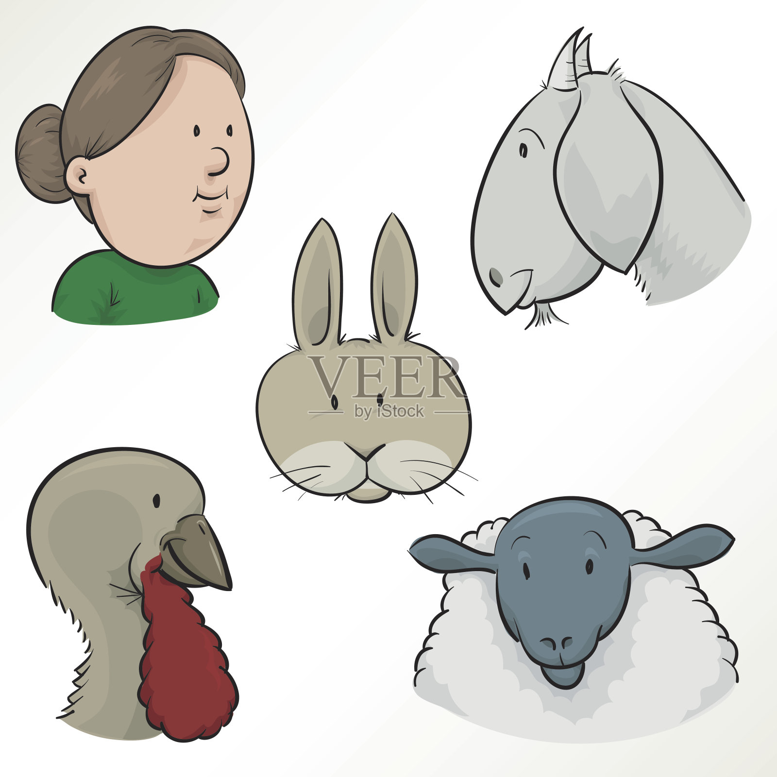 农场的脸插画图片素材