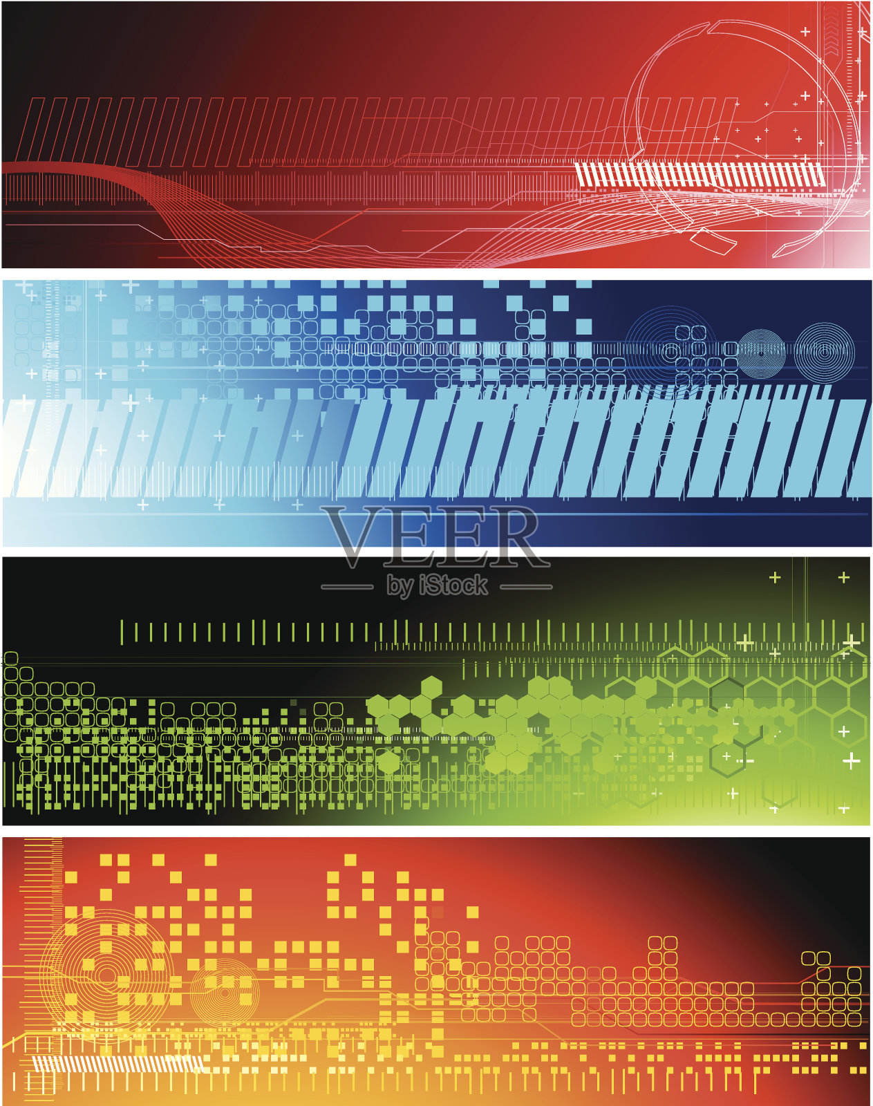 一套技术横幅插画图片素材
