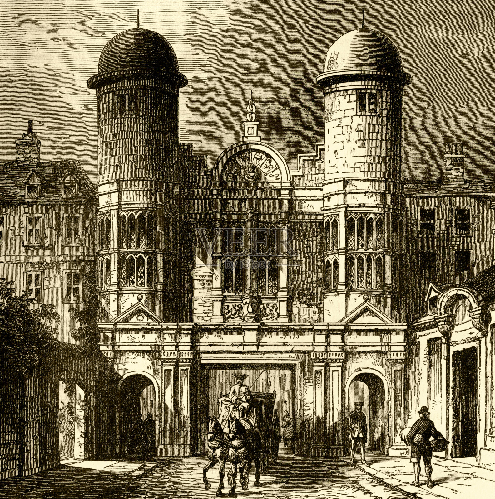 白厅国王街入口插画图片素材