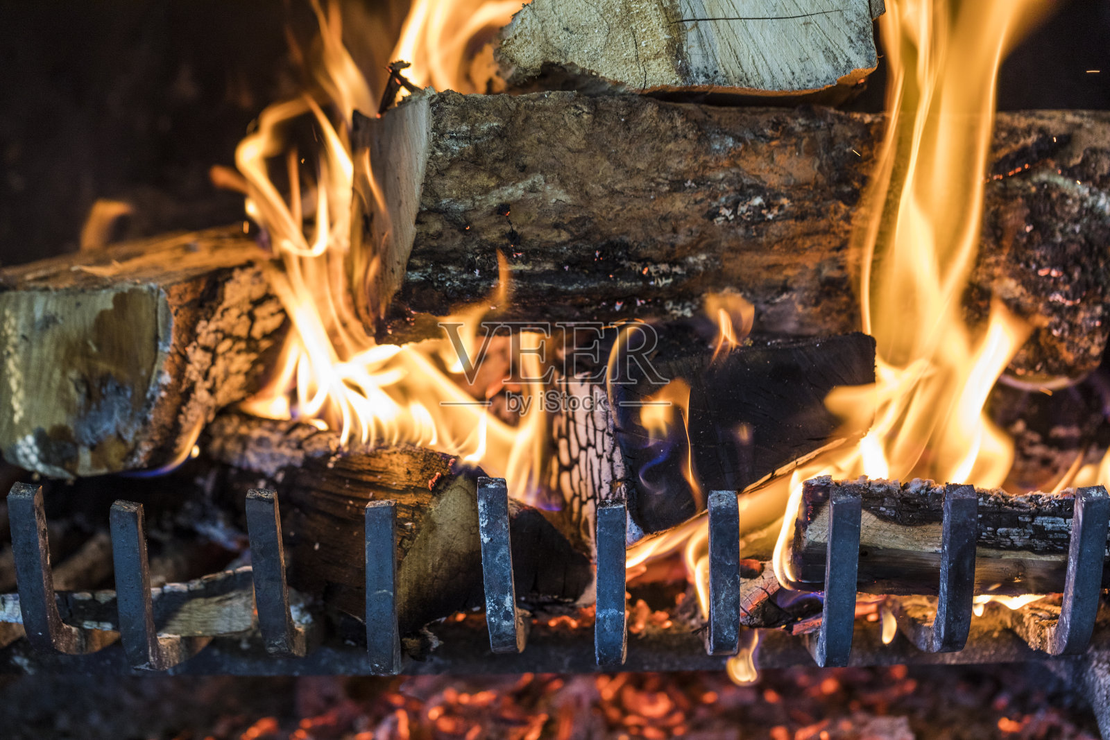 木柴火的特写镜头。照片摄影图片