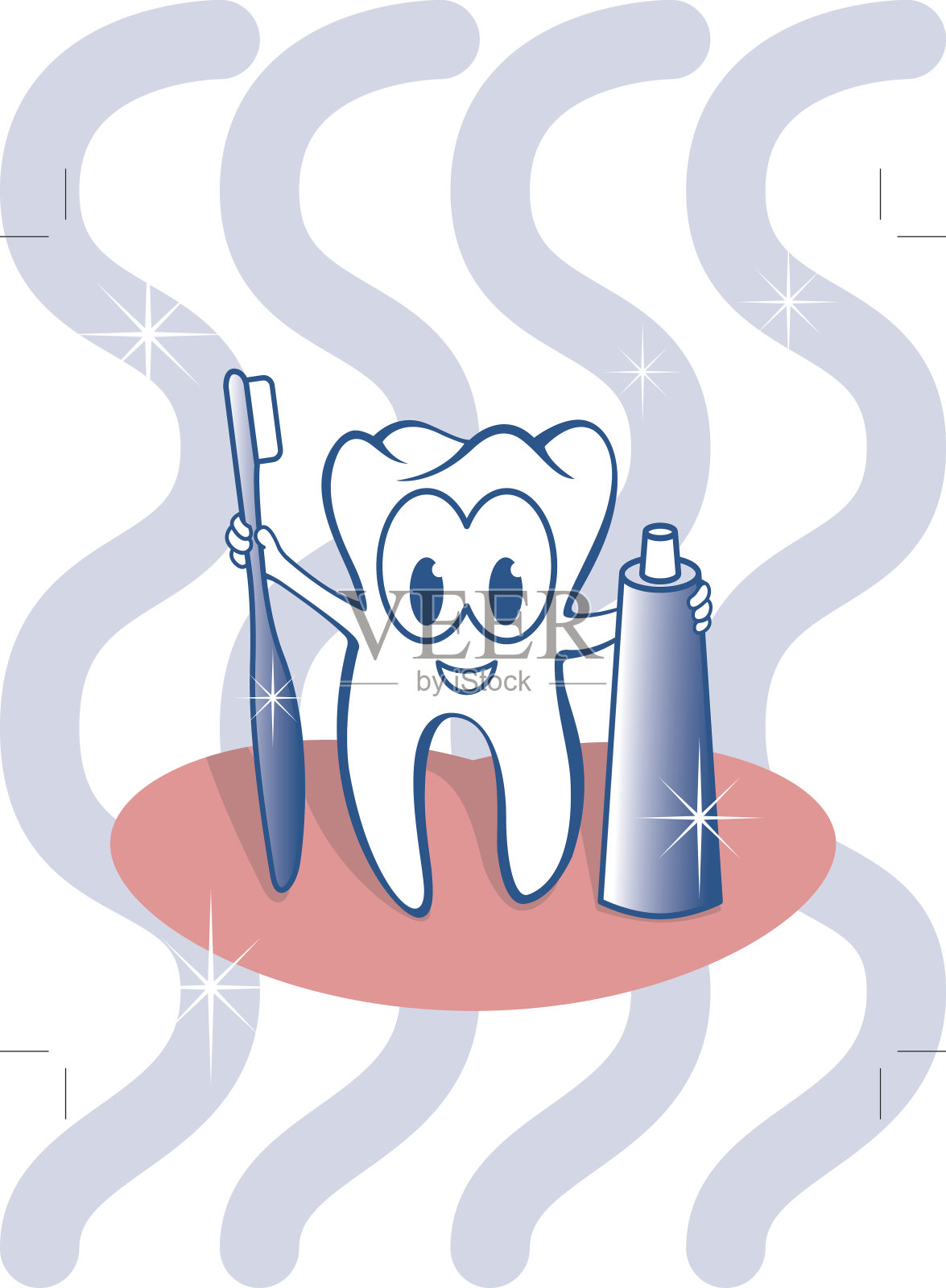 干净的牙齿卡通形象插画图片素材