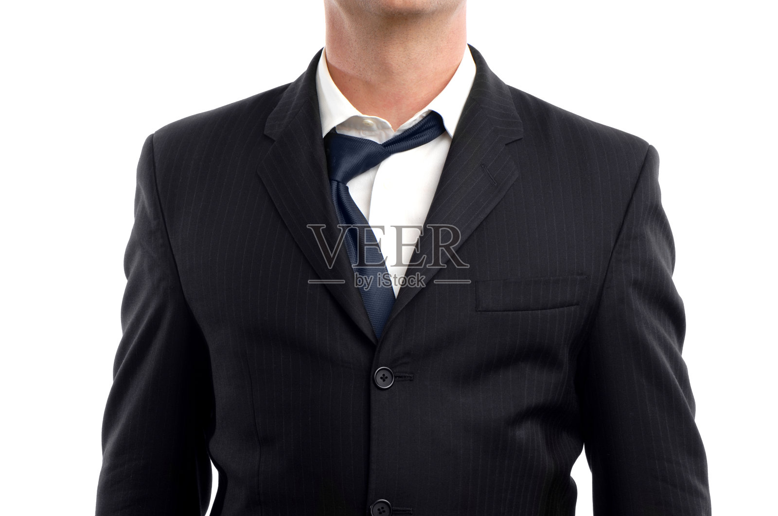 商人与解开领带孤立在白色的背景照片摄影图片