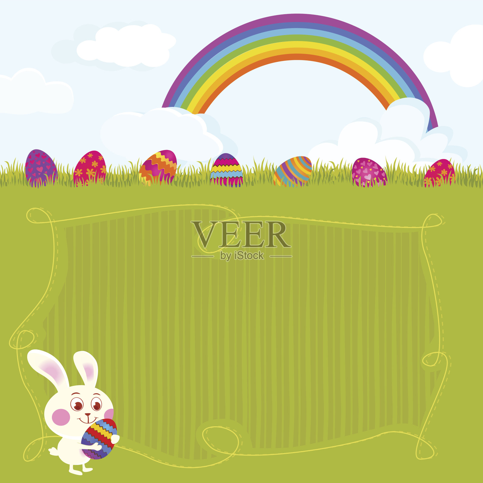 复活节兔子的背景插画图片素材