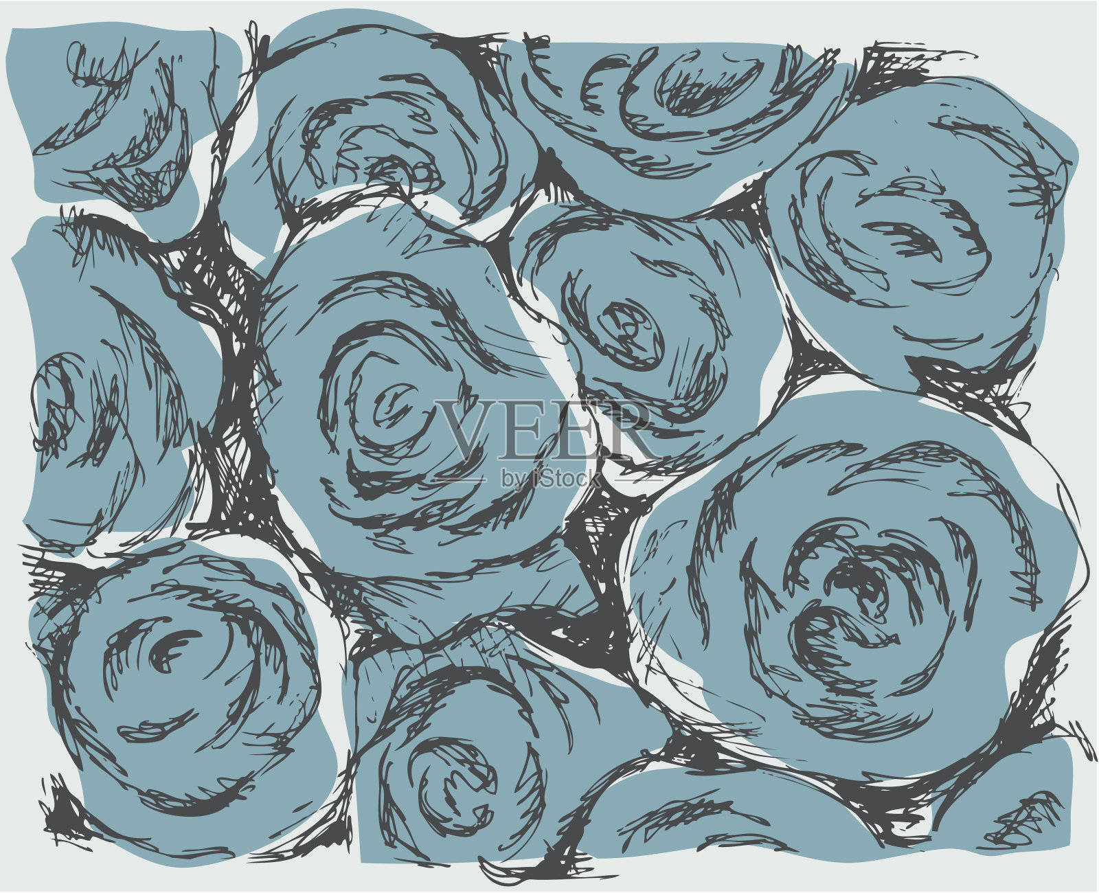 蓝玫瑰插画图片素材