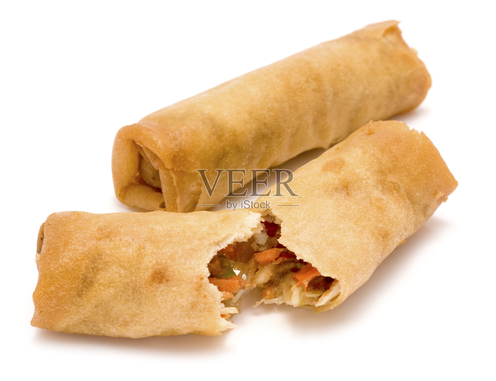 春卷孤立在白色的背景上照片摄影图片