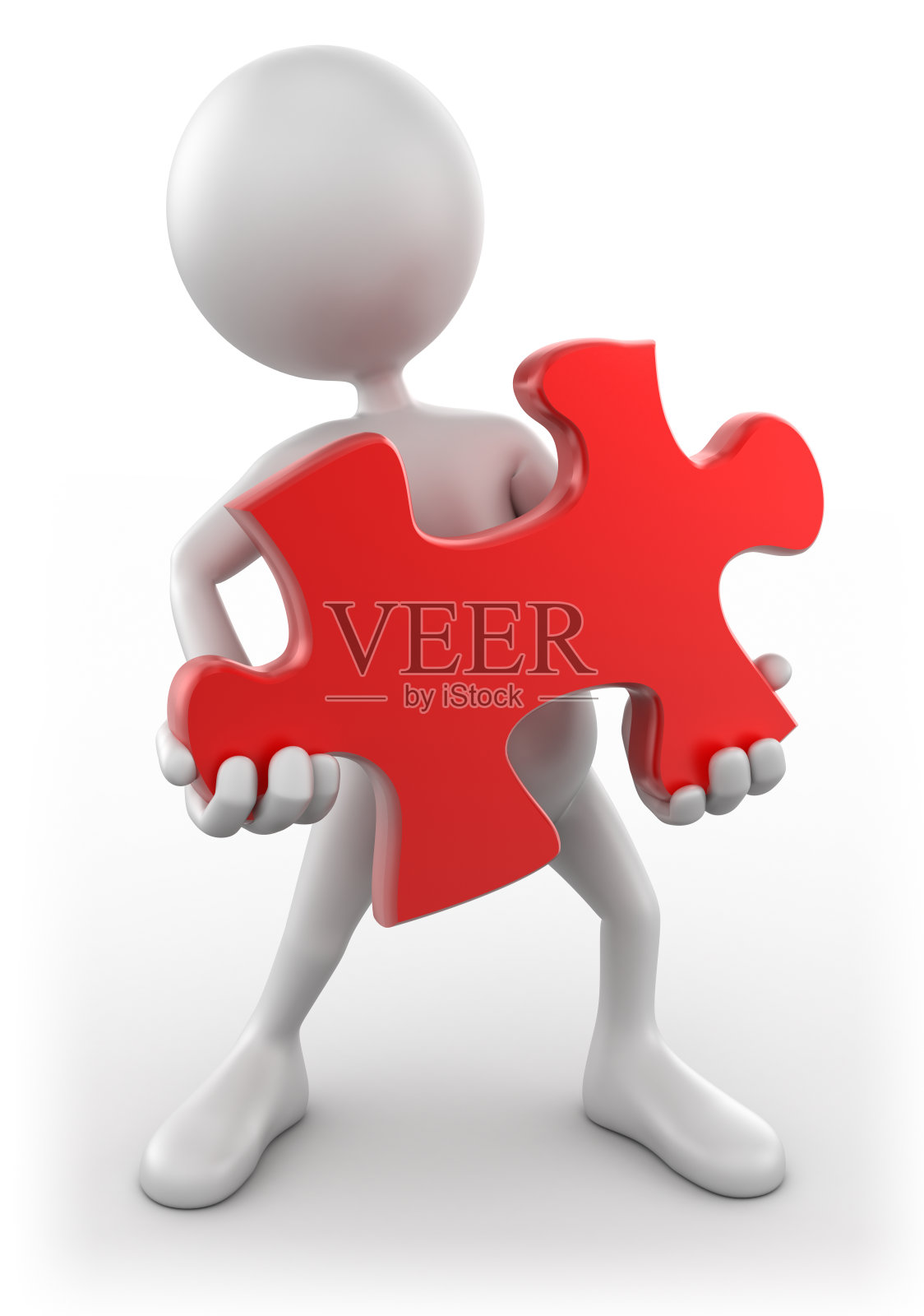 3d人持有拼图,与多个剪切路径隔离照片摄影图片