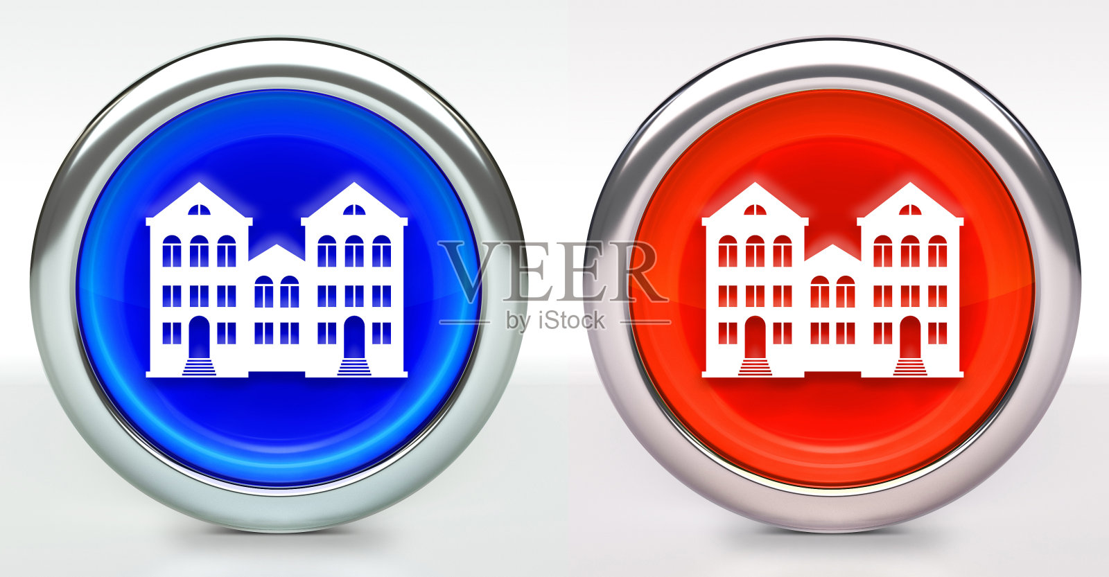 带有金属边框的按钮上的Home图标照片摄影图片