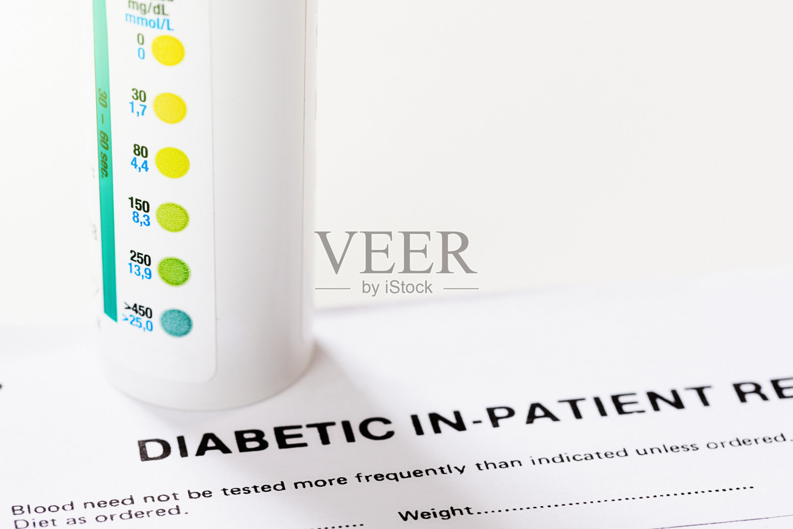 包装血液检测条和糖尿病医院表格照片摄影图片