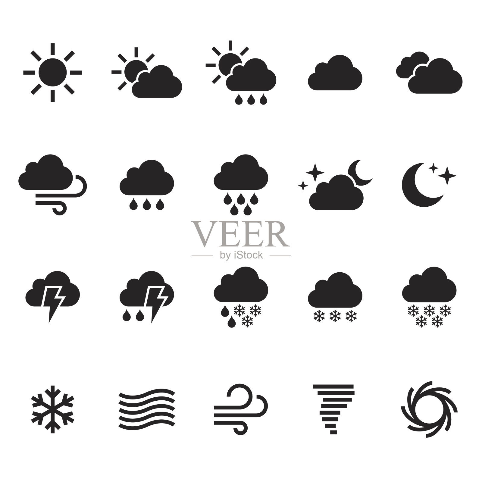 天气图标集。向量图标素材