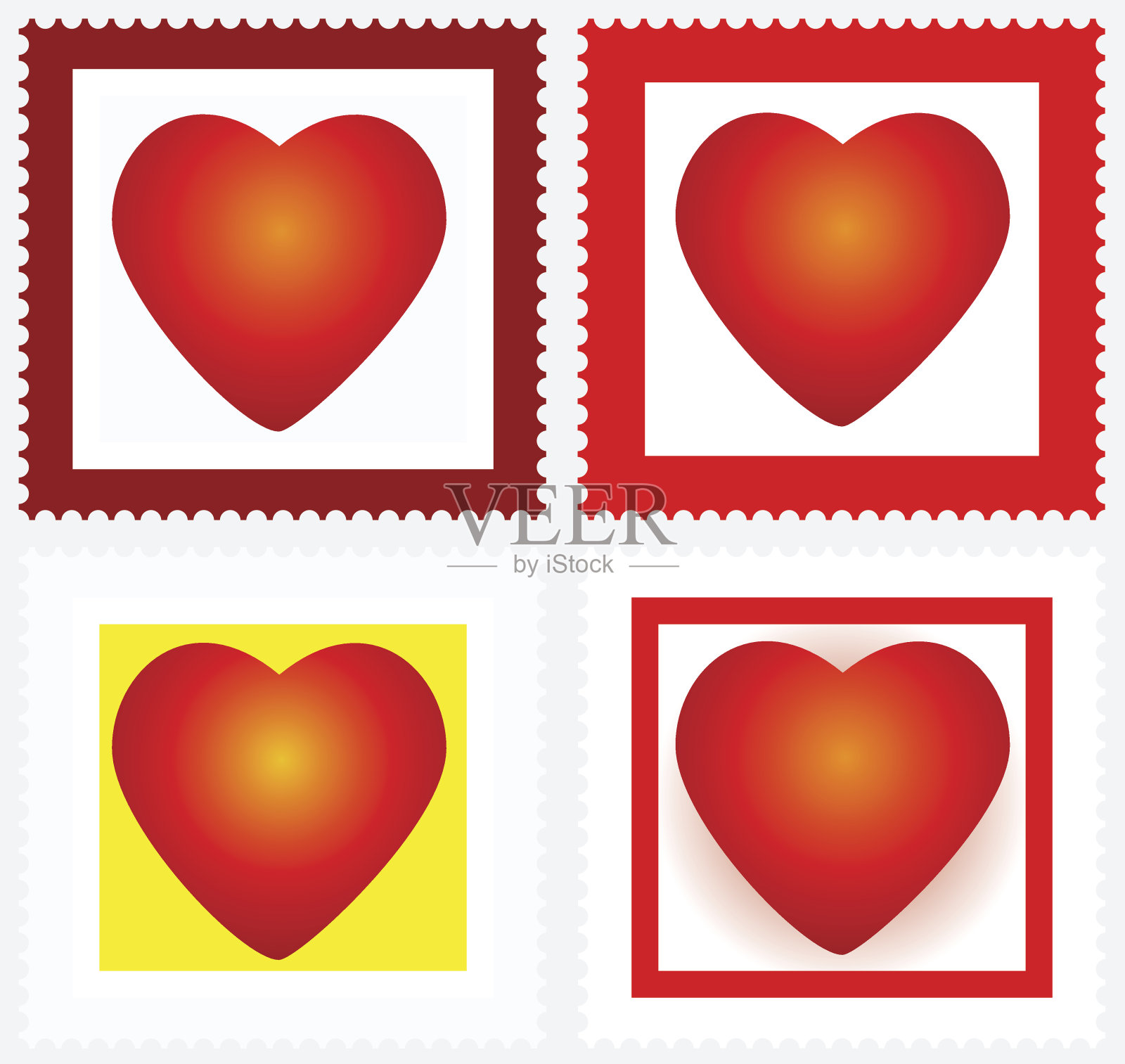 心的邮票插画图片素材