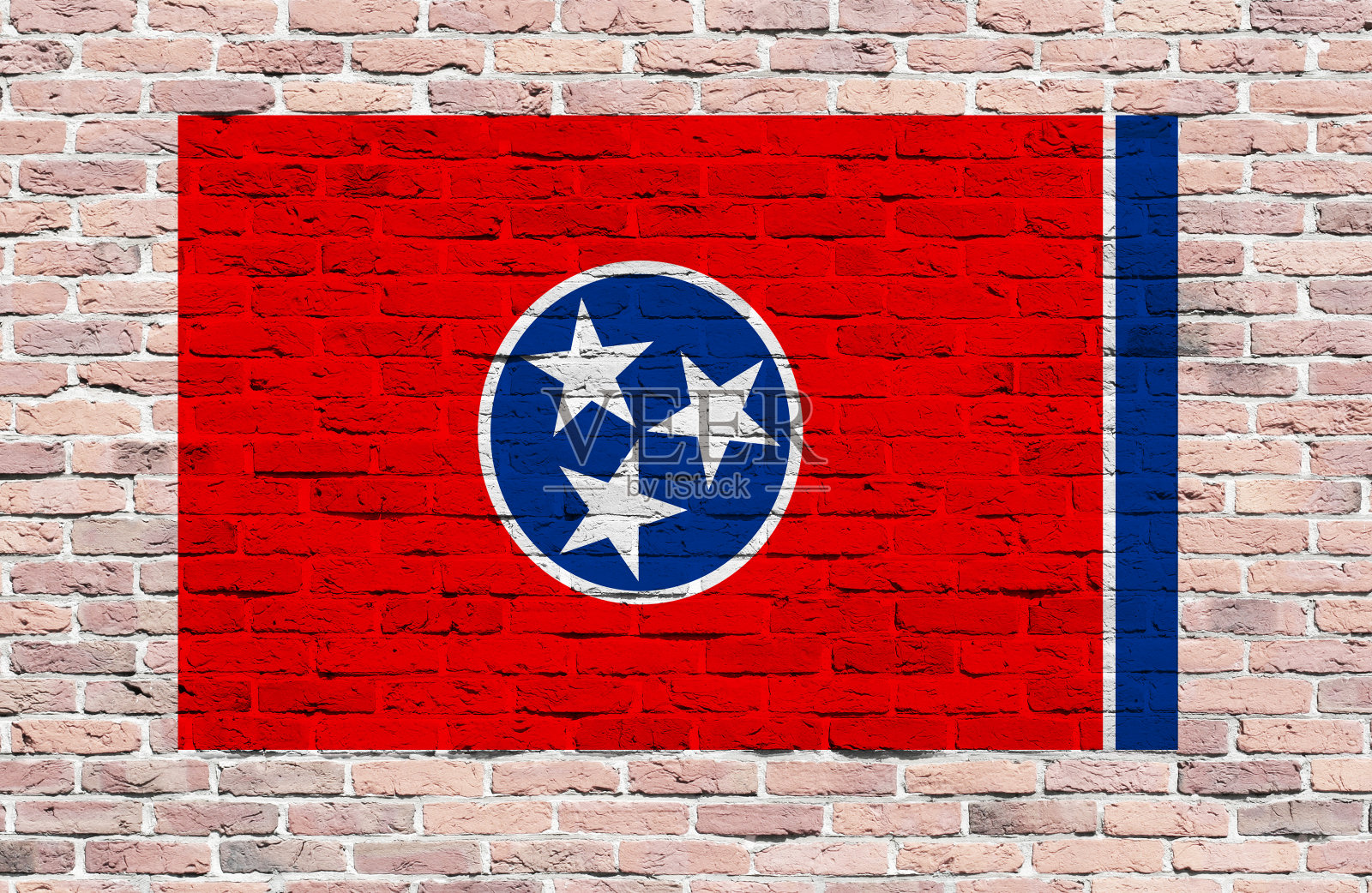 粉刷在砖墙上的田纳西州旗照片摄影图片