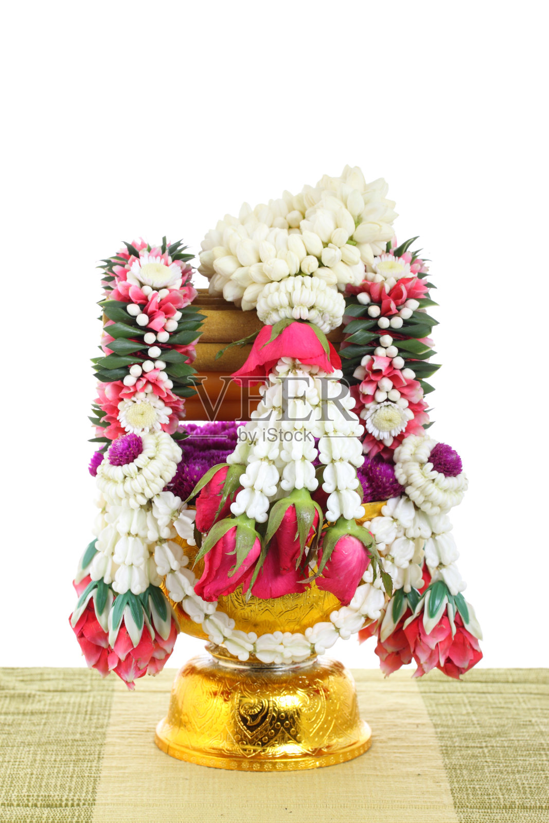 花装饰托盘与底座照片摄影图片