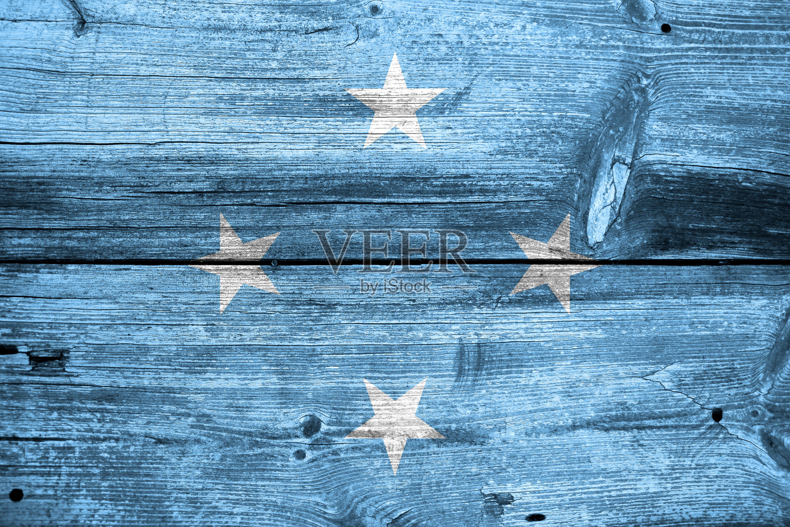 密克罗尼西亚国旗上画的旧木板纹理照片摄影图片