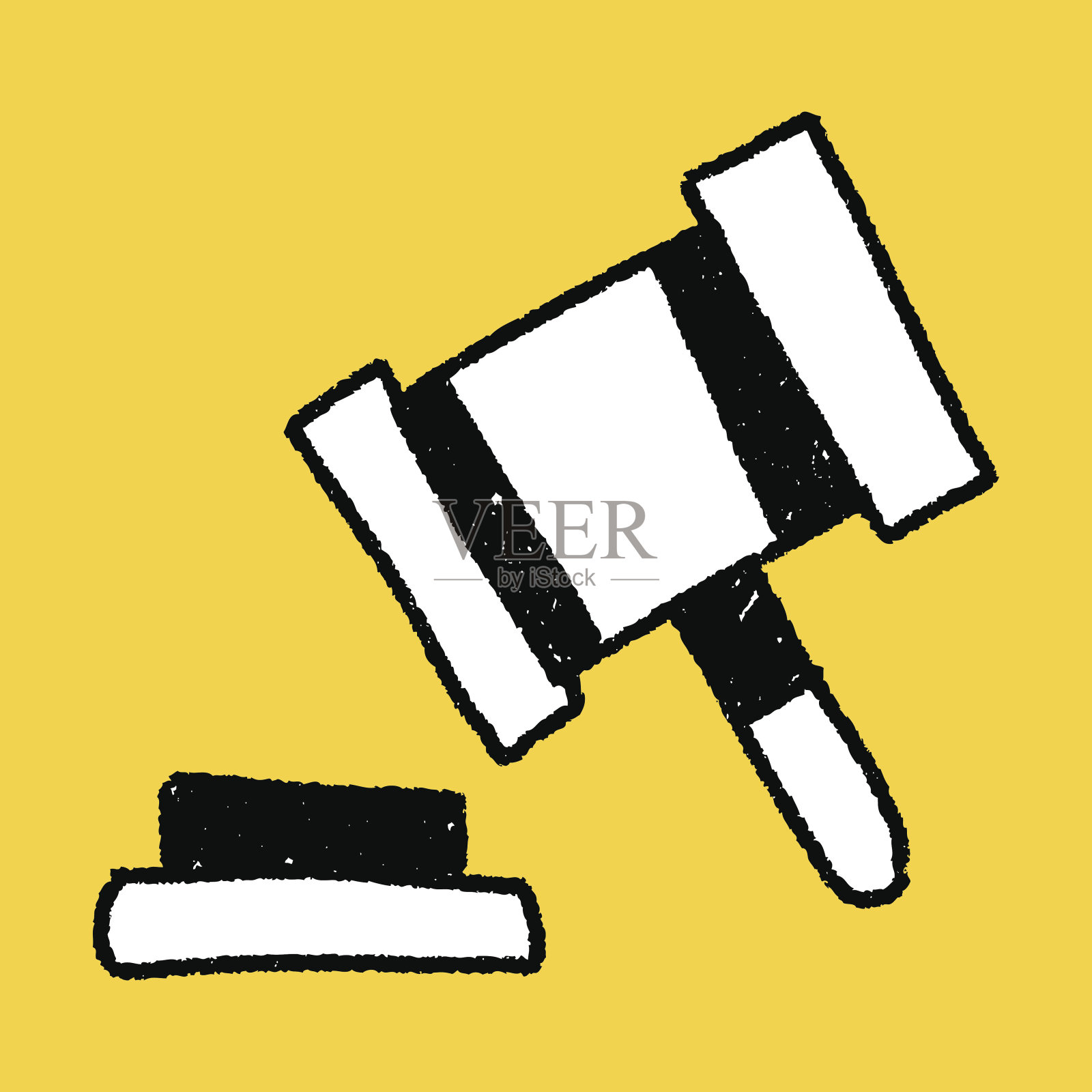 拍卖锤涂鸦插画图片素材