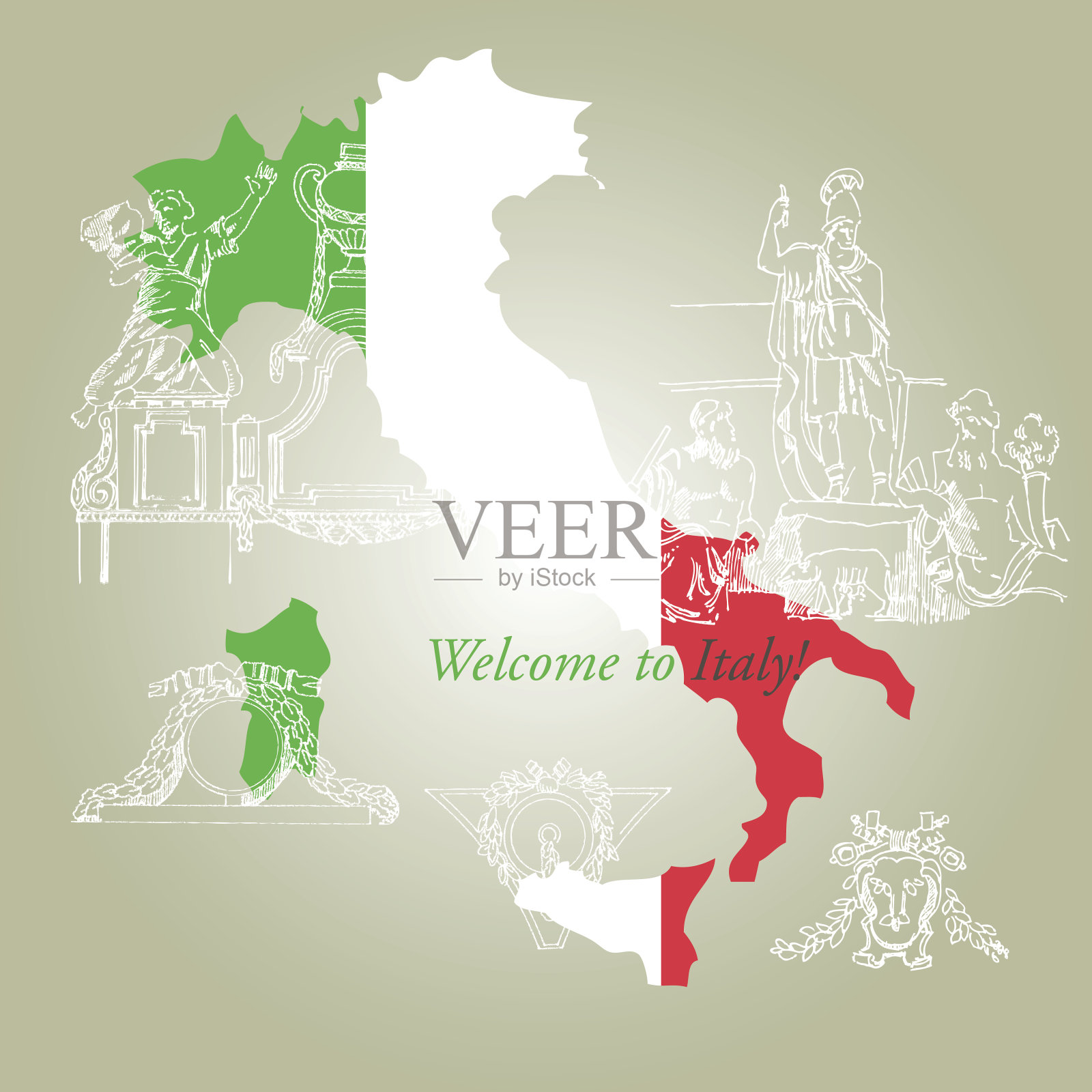 意大利的草图插画图片素材