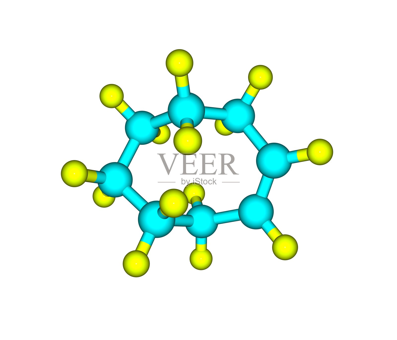 白色背景下的环辛烯分子照片摄影图片