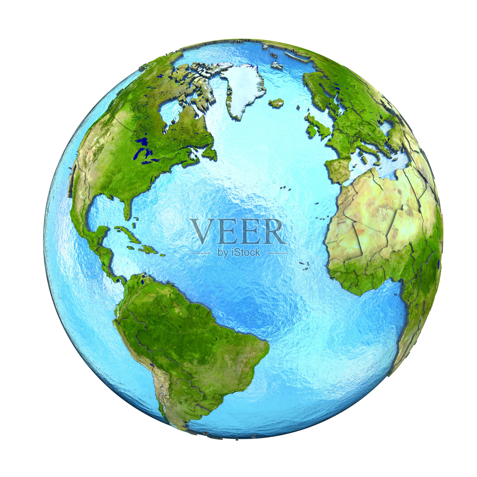 北半球在地球上孤立的白色照片摄影图片