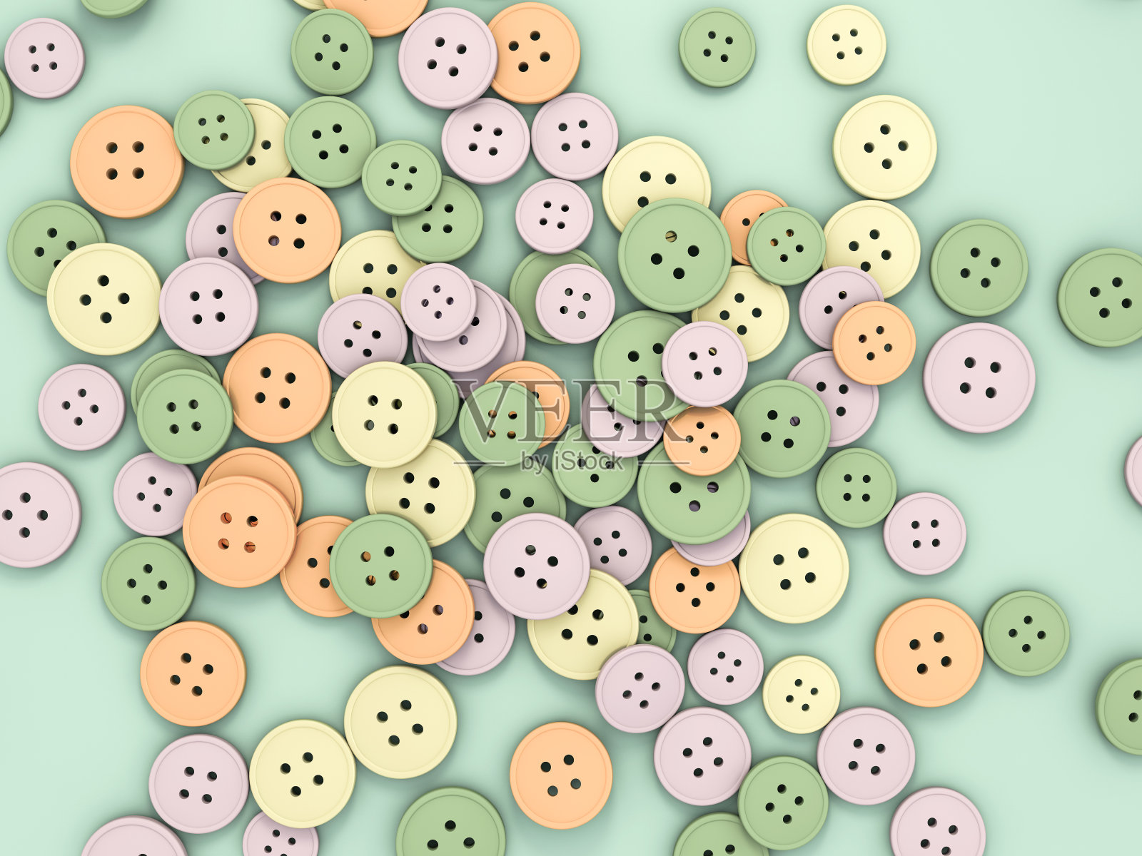 来自旧按钮集合的抽象背景。三维渲染照片摄影图片