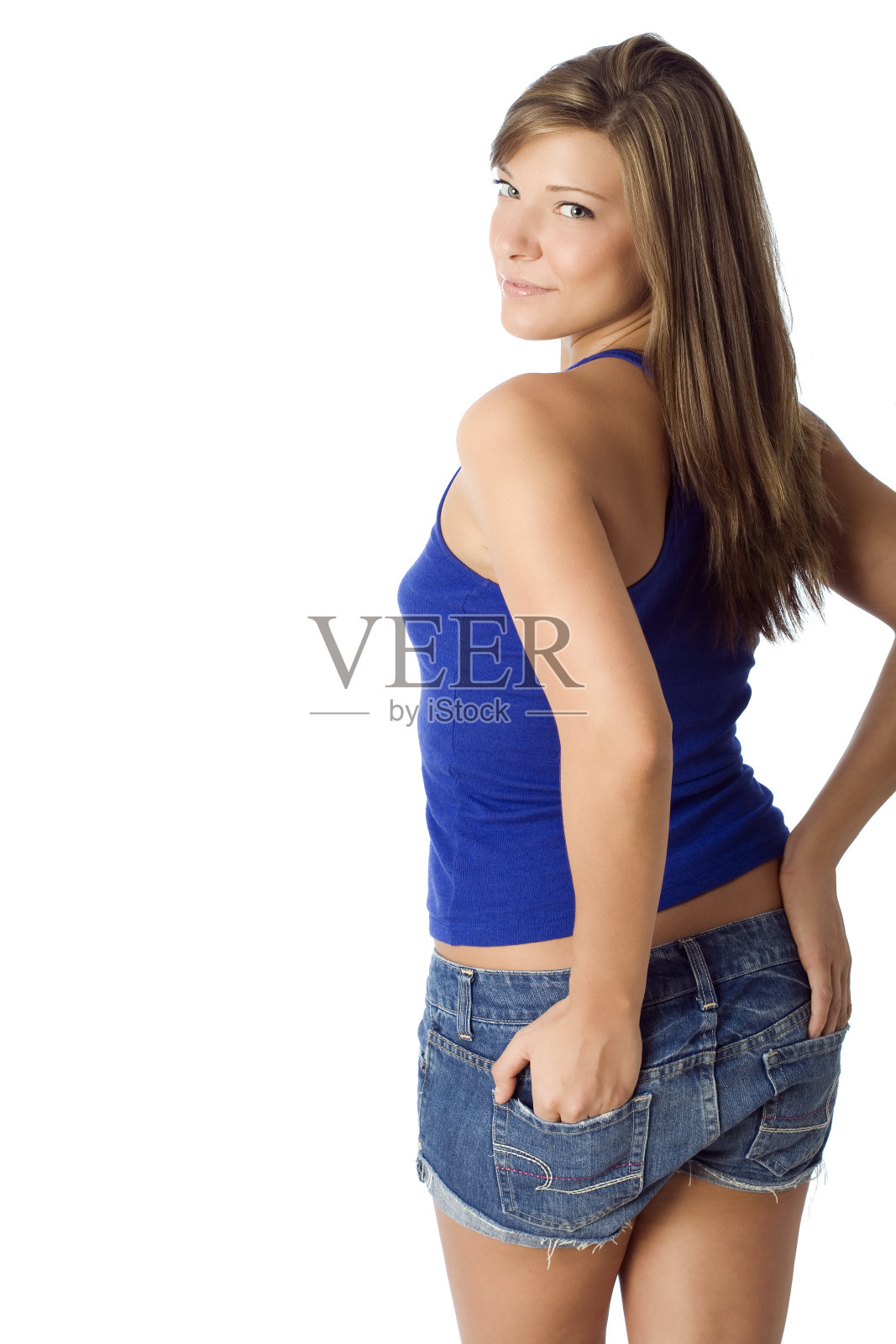 看着肩膀上照片摄影图片