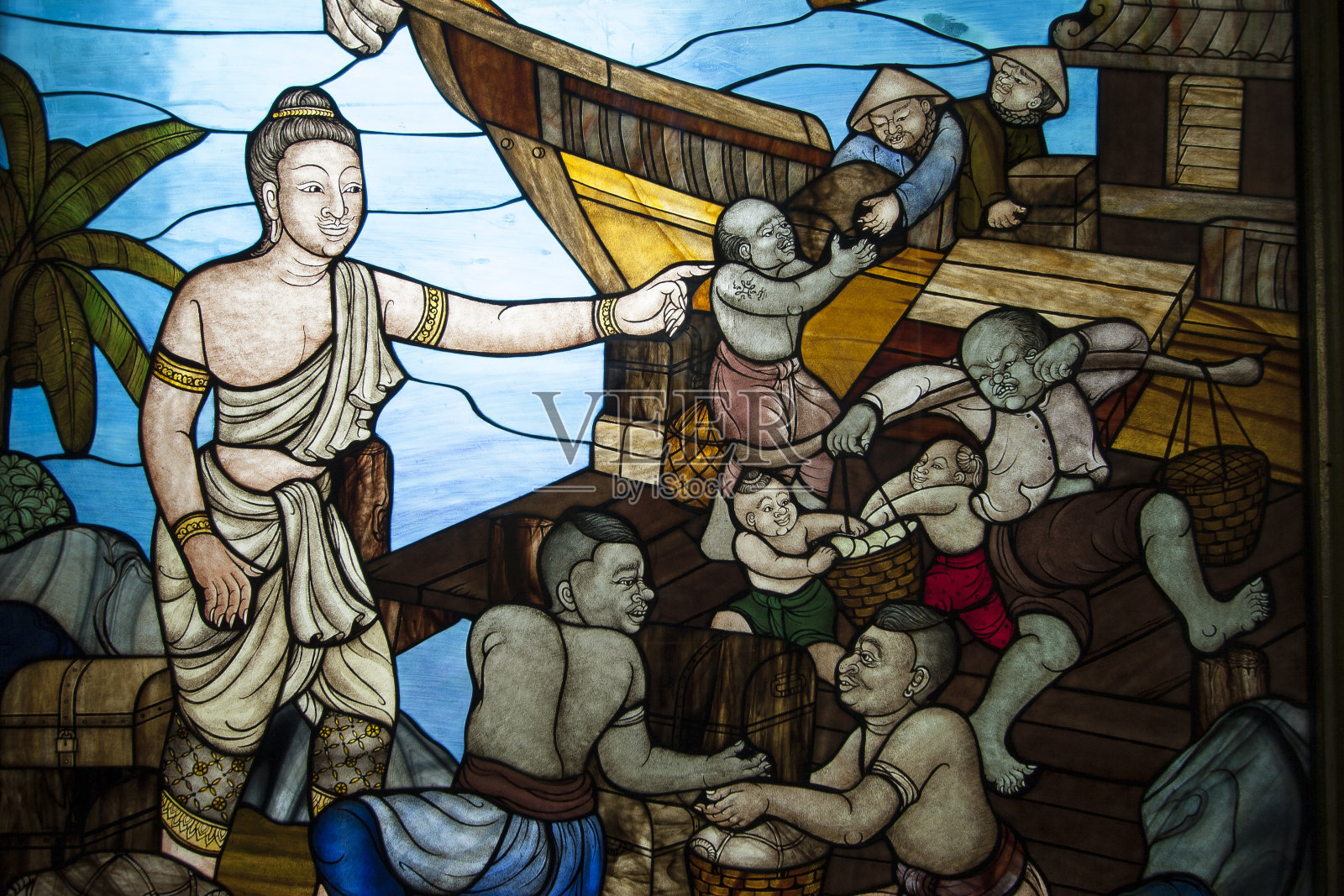 彩色玻璃佛像照片摄影图片