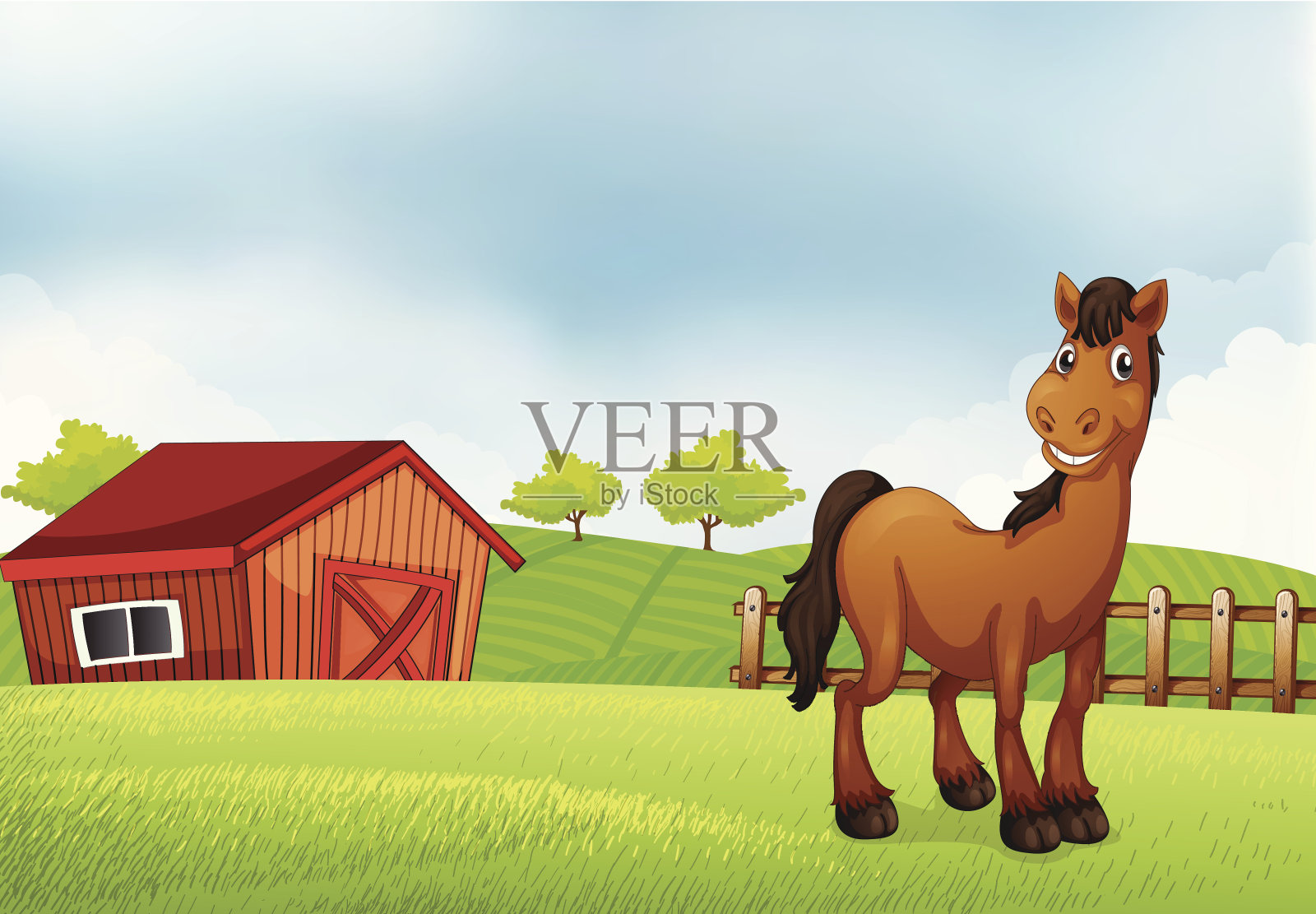 农场里的马插画图片素材