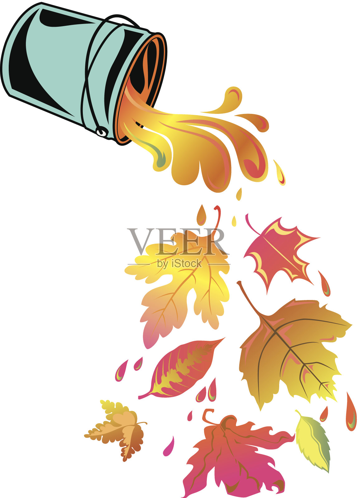 油漆桶叶子C插画图片素材