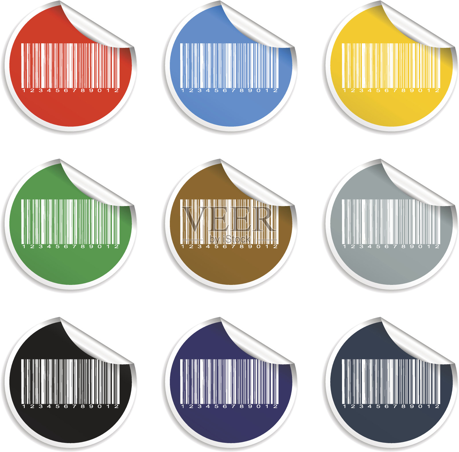 条形码图标,一套空白贴纸图标素材