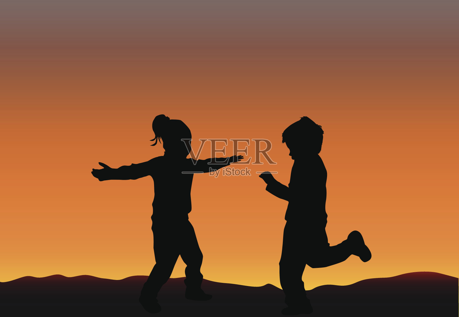 孩子的轮廓插画图片素材