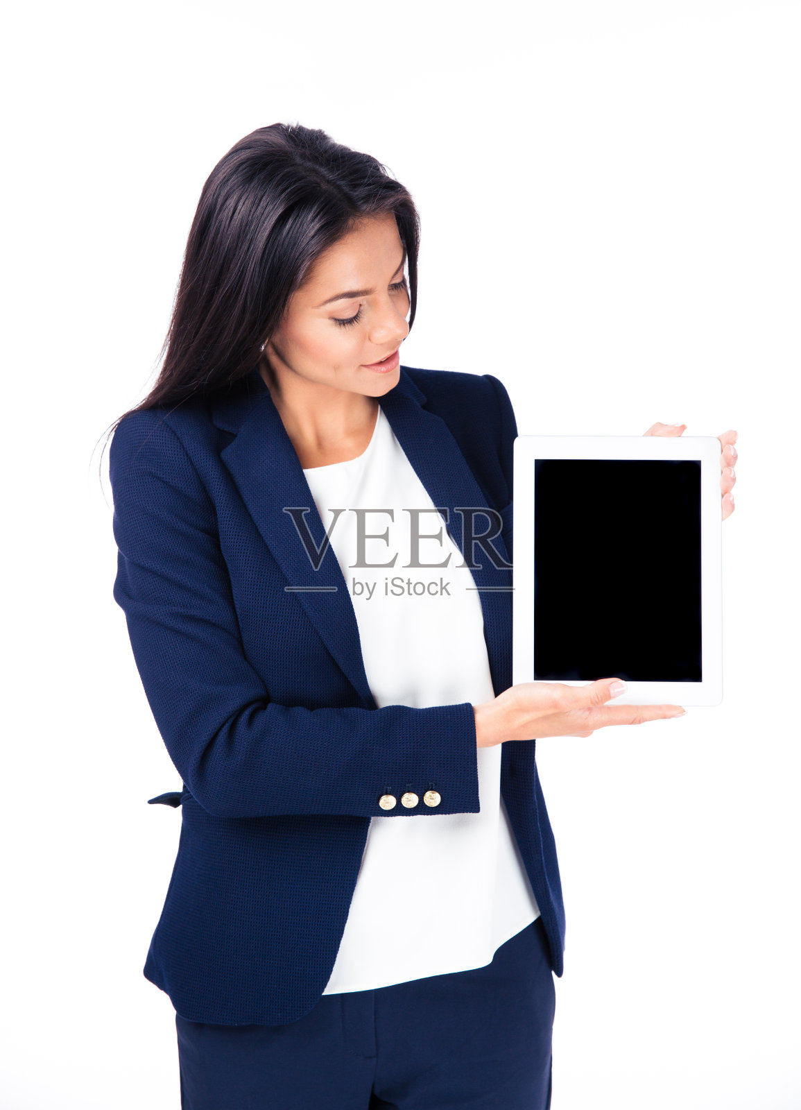 女商人展示平板电脑照片摄影图片