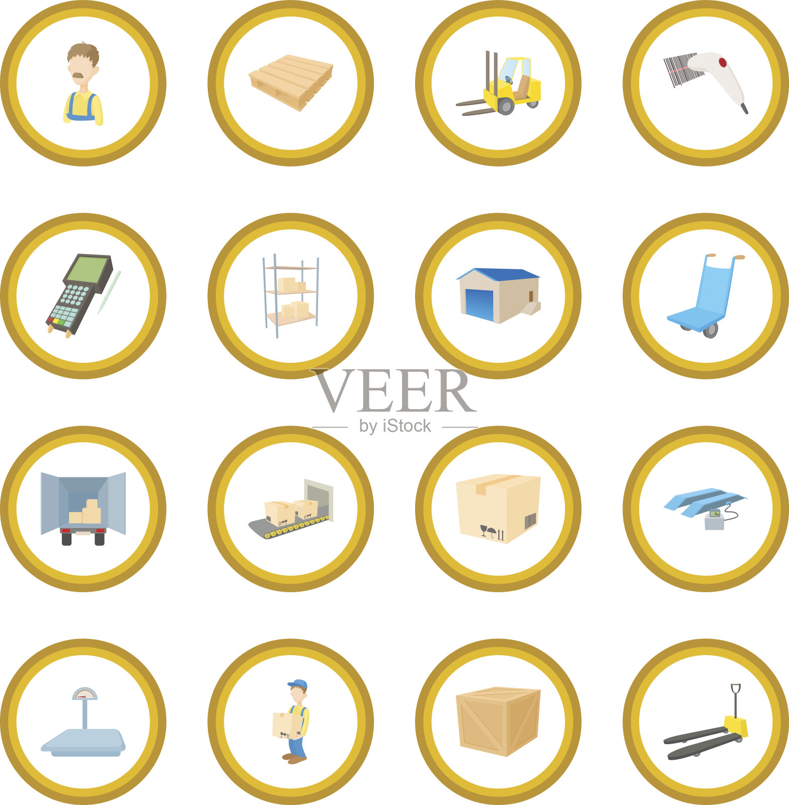 仓库物流仓储图标圈图标素材