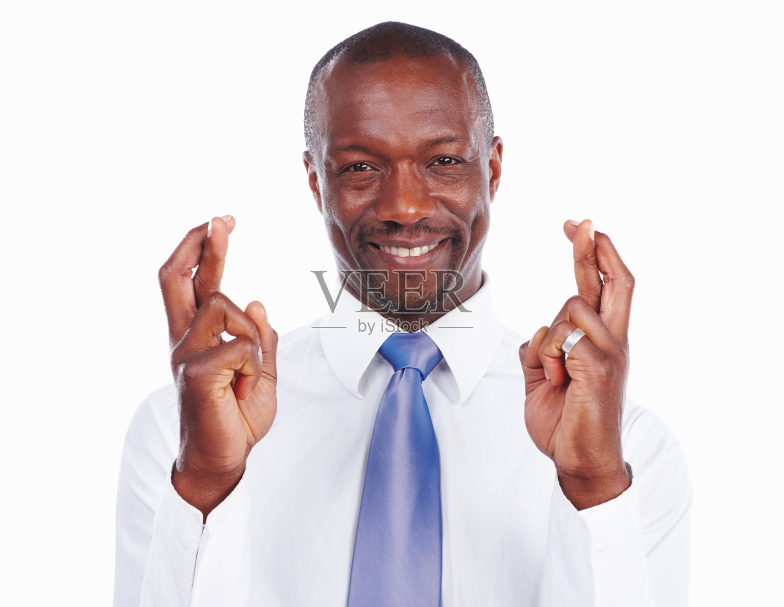 非裔美国商人祈求好运照片摄影图片