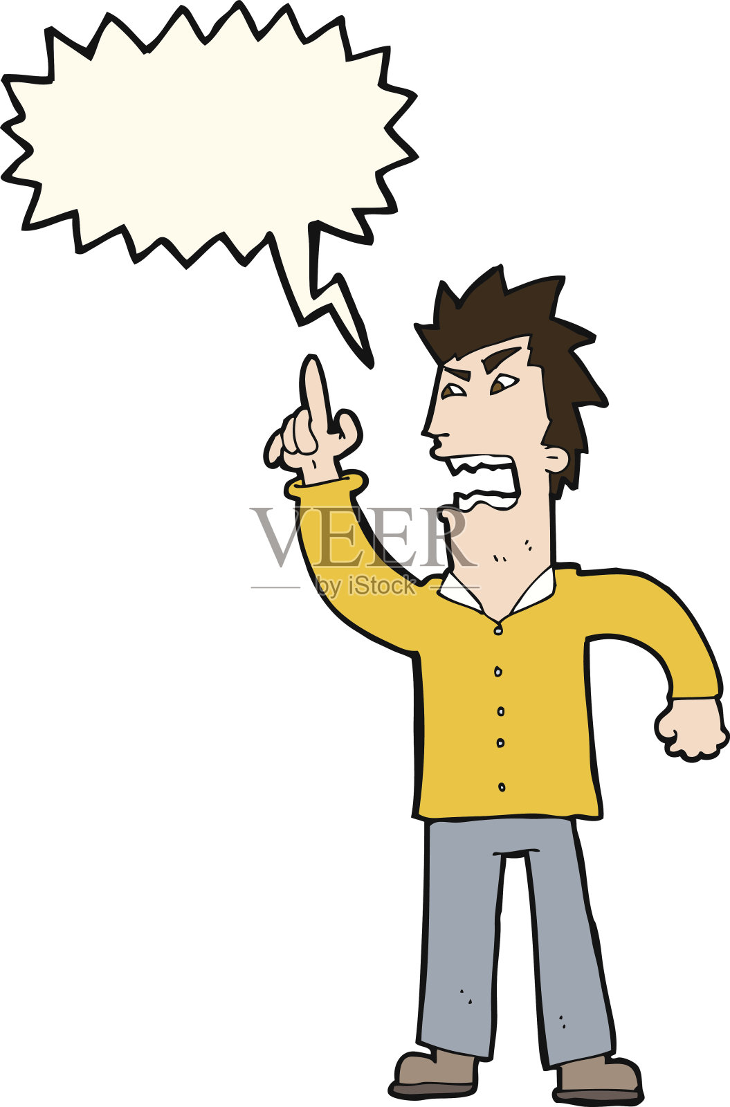 卡通愤怒的人用言论泡泡表明观点设计元素图片