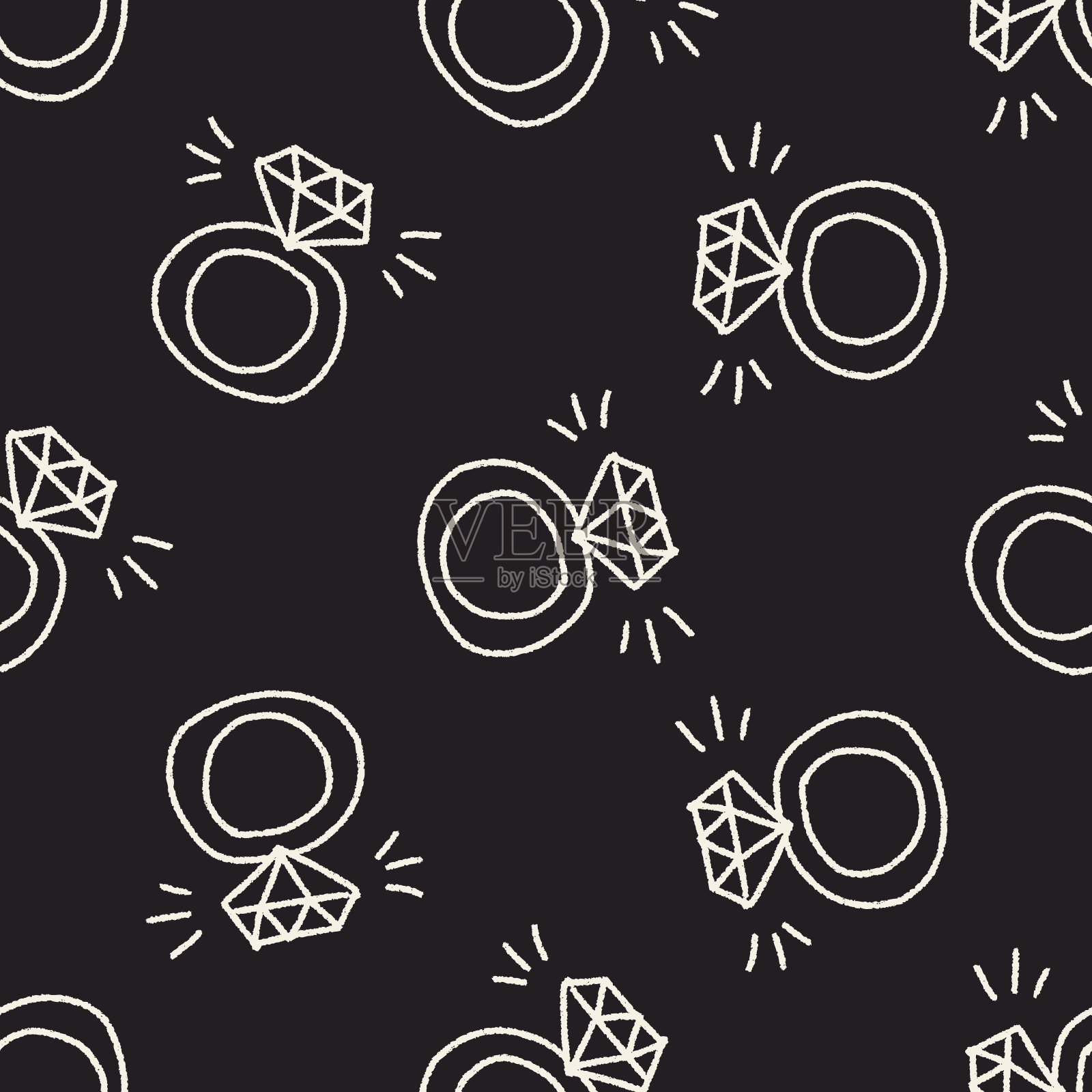 钻石戒指涂鸦无缝图案背景插画图片素材