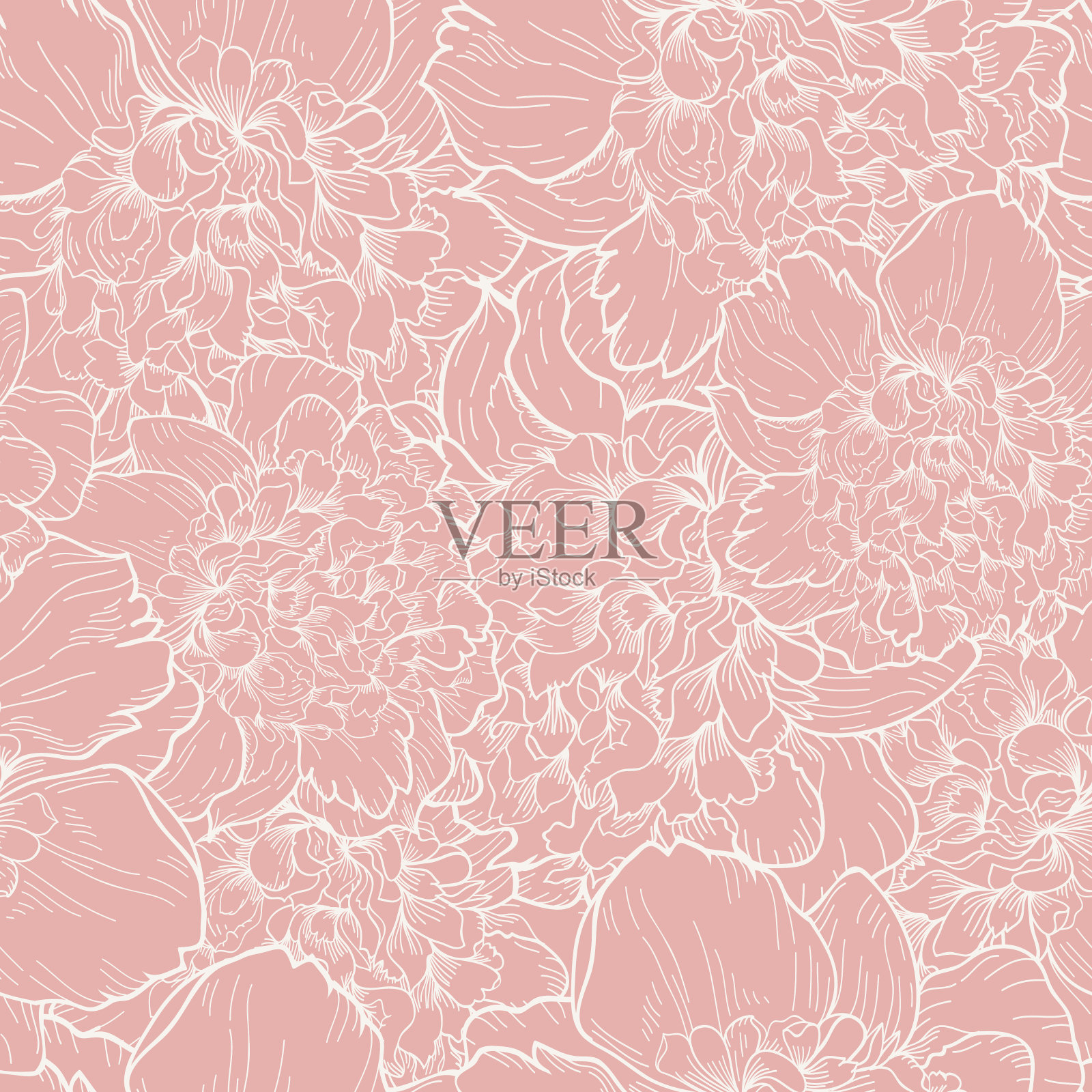 无缝图案与牡丹插画图片素材