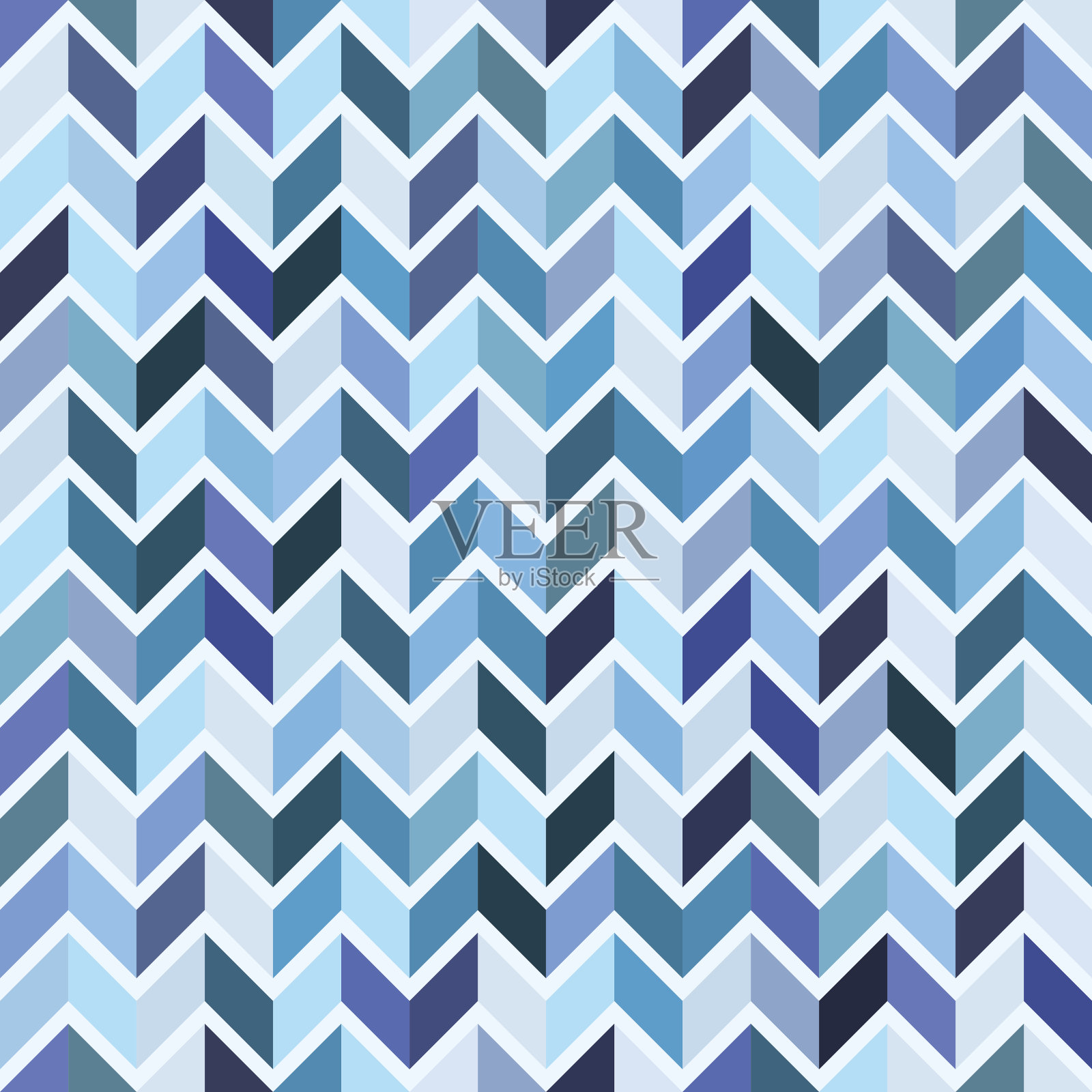 无缝几何图案,蓝色马赛克插画图片素材