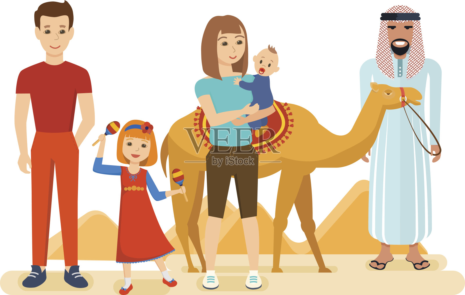 熟悉当地传统、文化、景点、共同度假插画图片素材