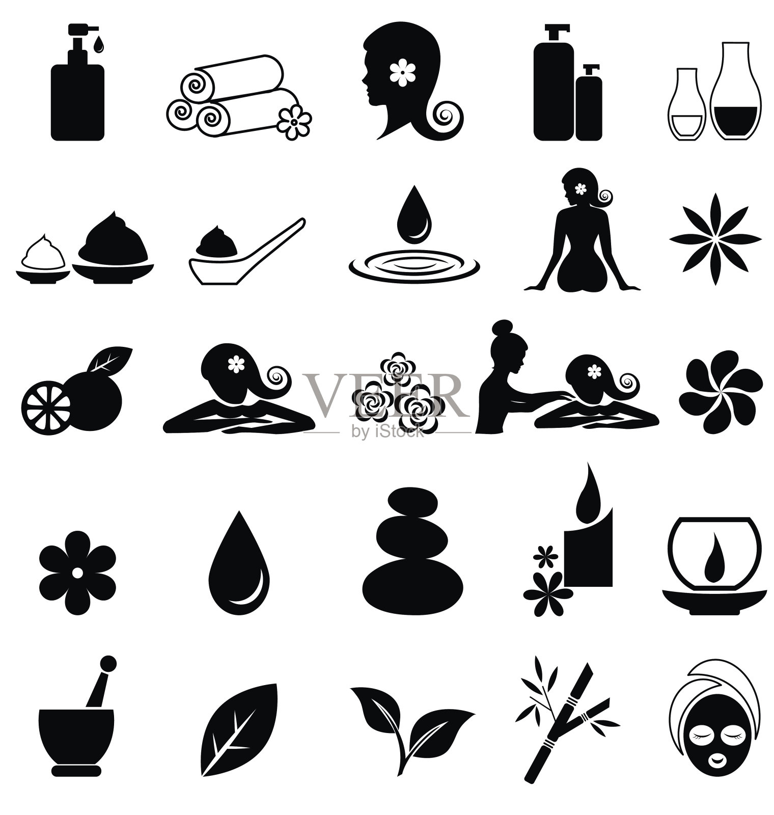 水疗图标上的白色背景插画图片素材