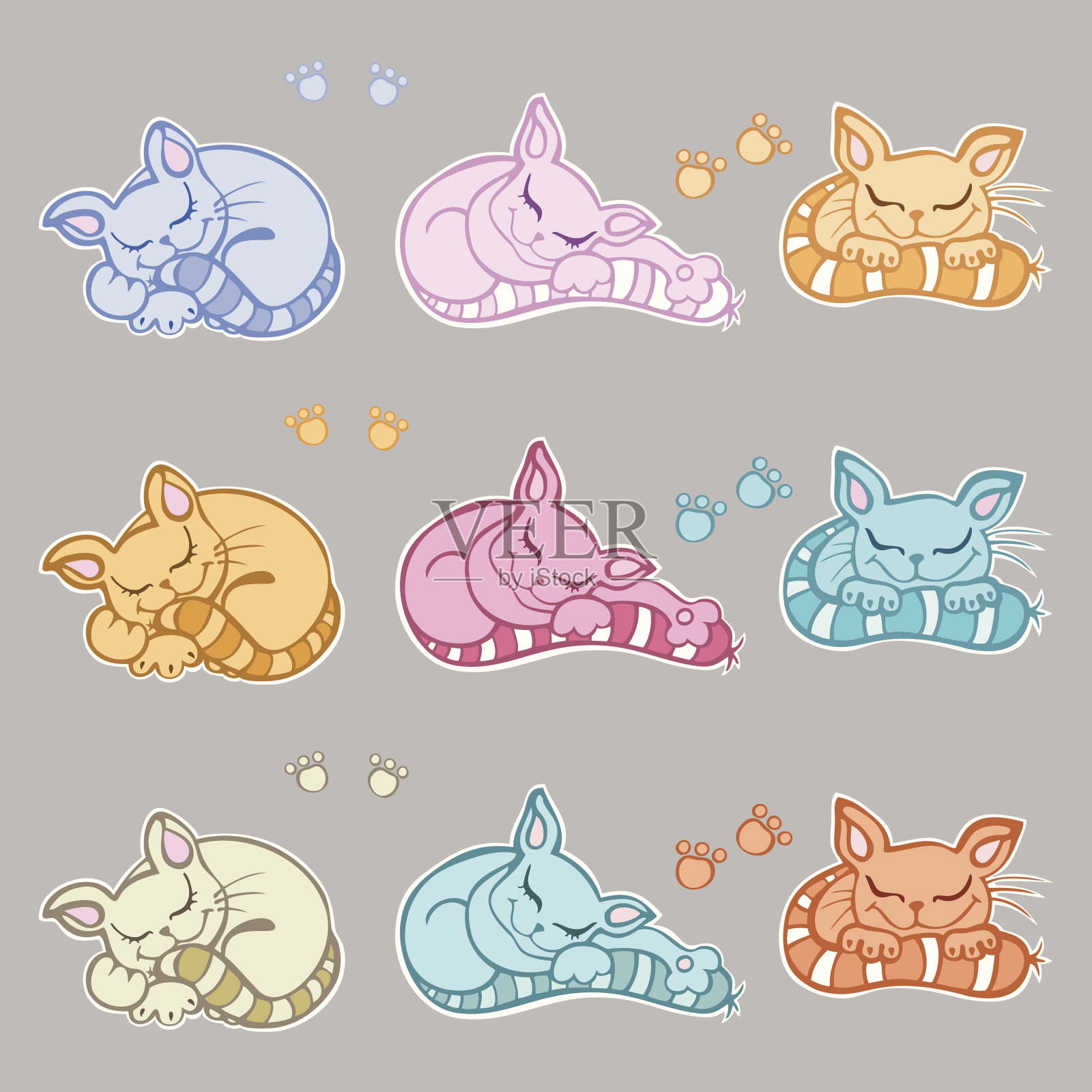 睡觉的猫。插画图片素材