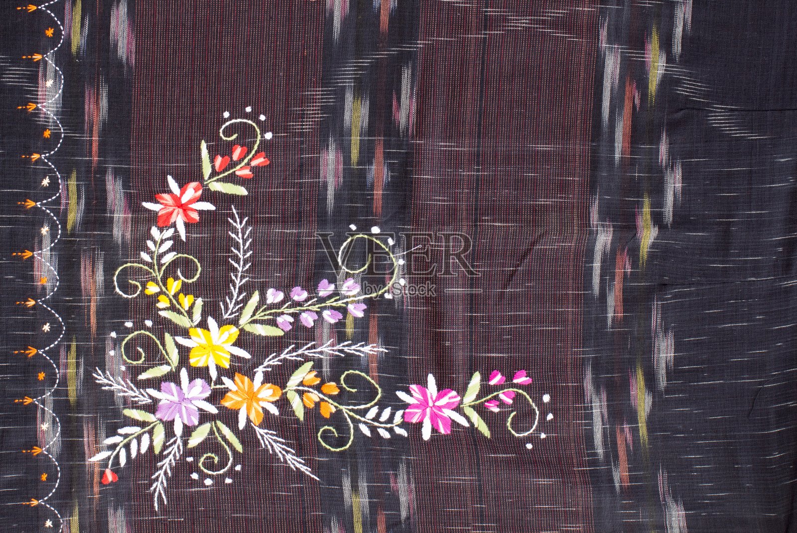 泰国风格的地毯表面近距离古董织物照片摄影图片